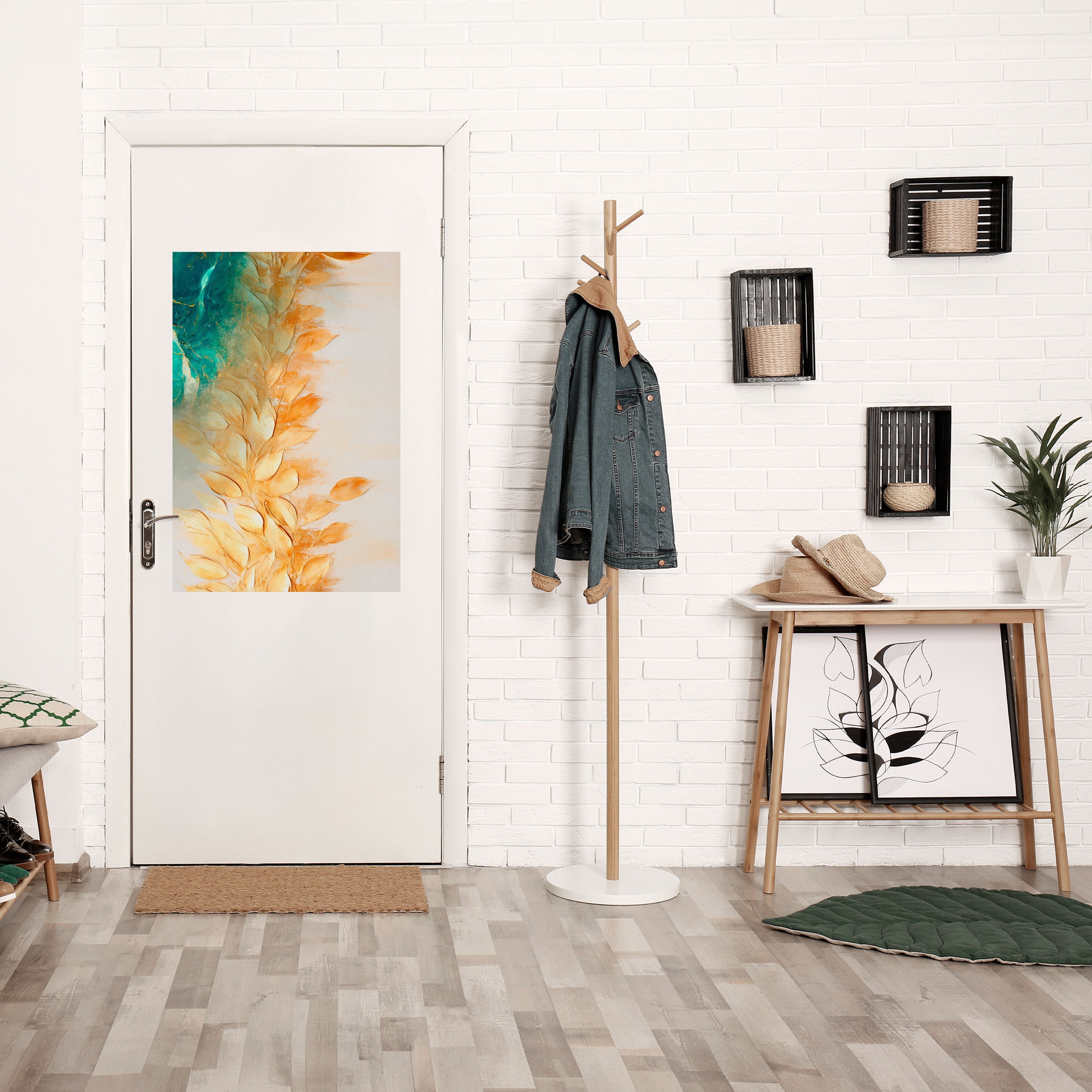 Poster „Leaves in Radiance“ zum Abziehen und Aufkleben, vertikal