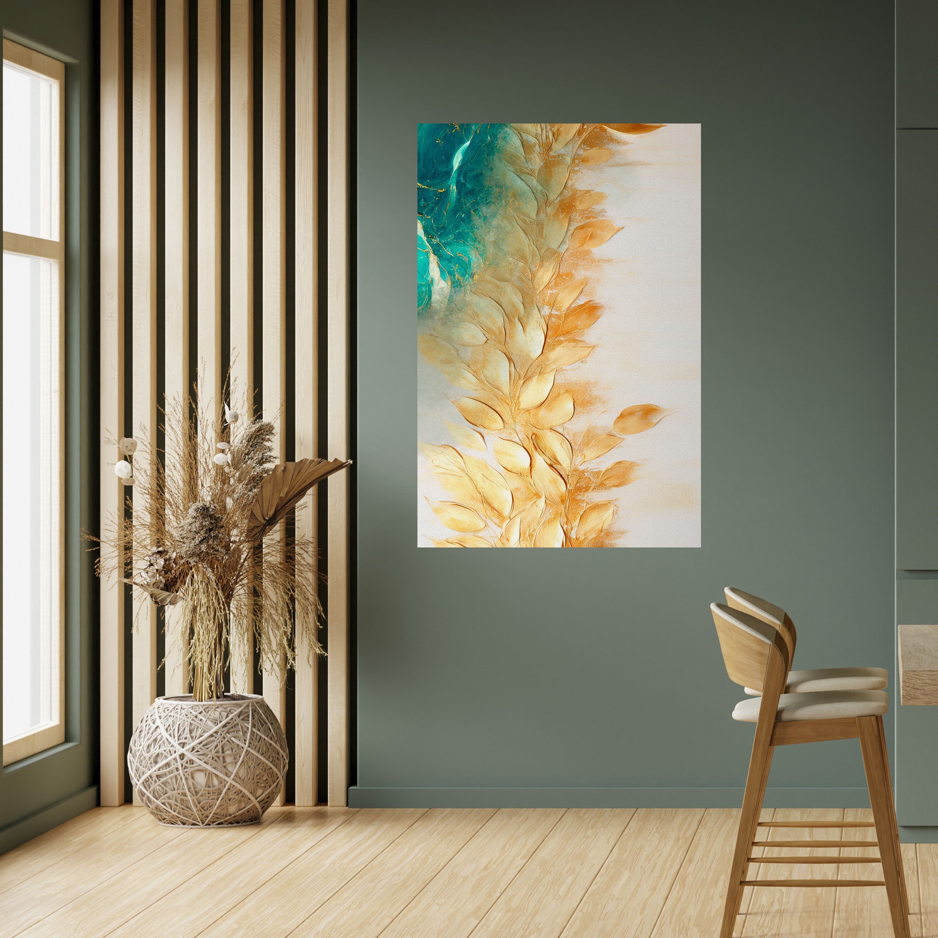 Poster „Leaves in Radiance“ zum Abziehen und Aufkleben, vertikal