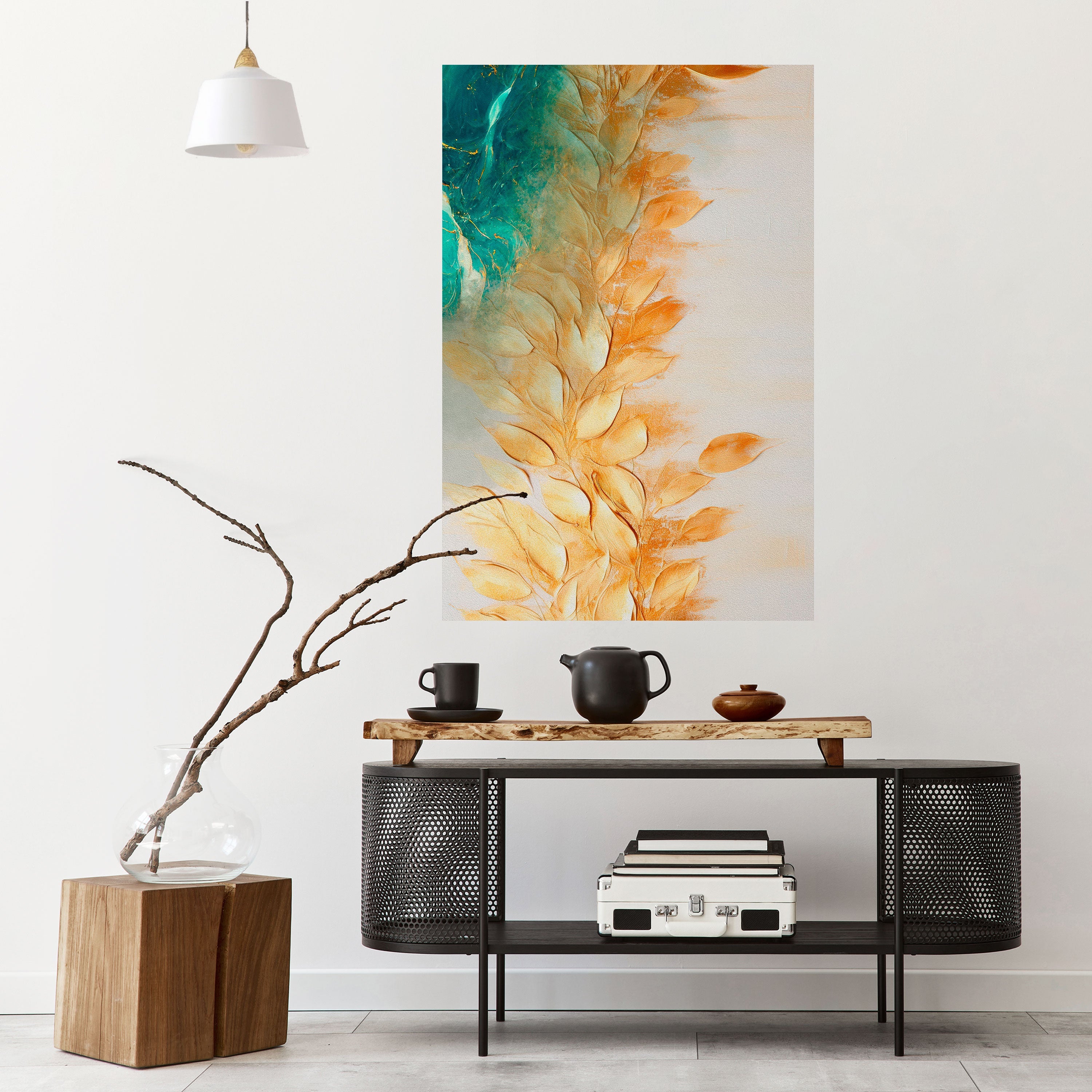 Poster „Leaves in Radiance“ zum Abziehen und Aufkleben, vertikal
