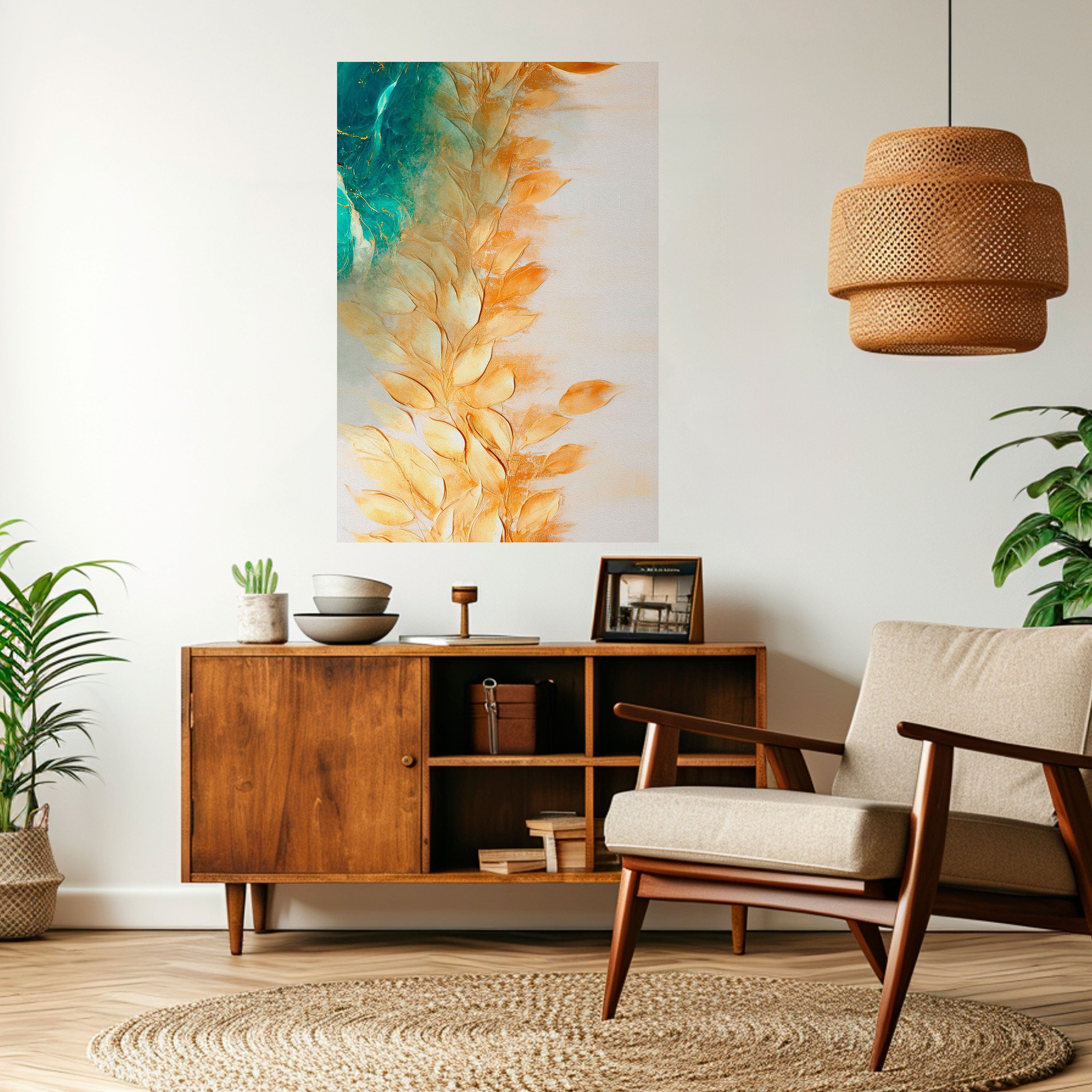 Poster „Leaves in Radiance“ zum Abziehen und Aufkleben, vertikal