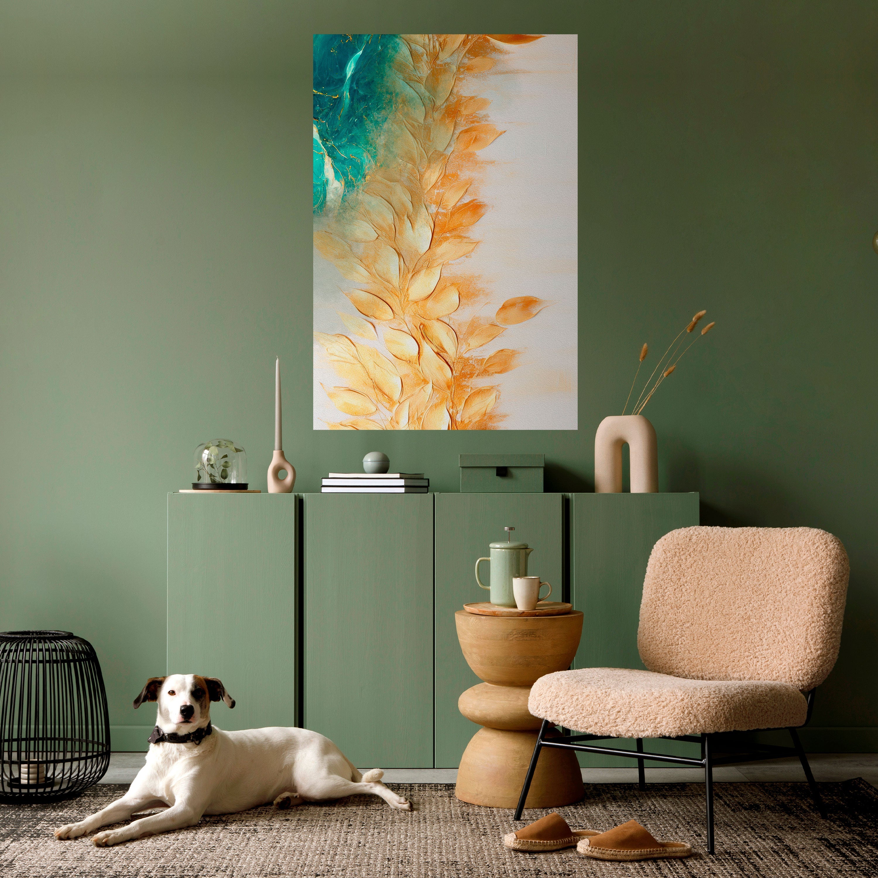 Poster „Leaves in Radiance“ zum Abziehen und Aufkleben, vertikal