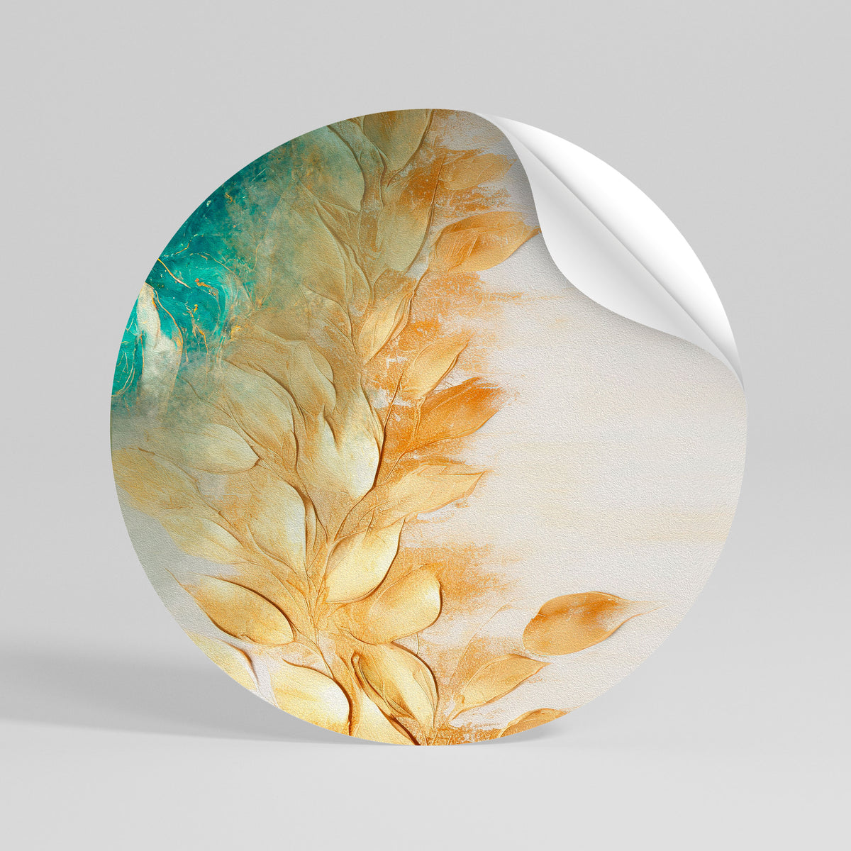 LEAVES IN RADIANCE Runder Wandsticker zum Abziehen und Aufkleben