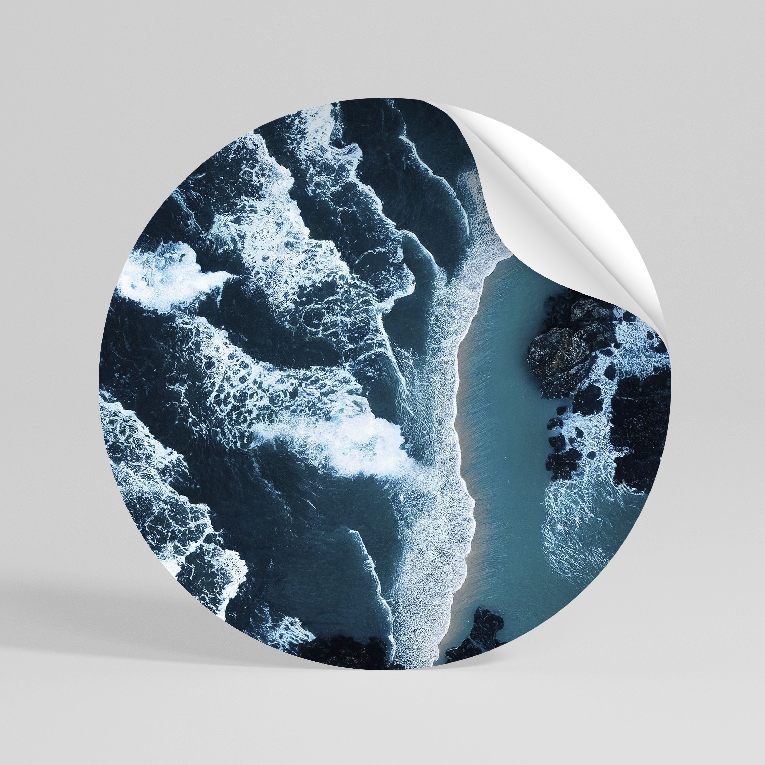 COSMIC COASTLINE Peel and Stick Round Sticker