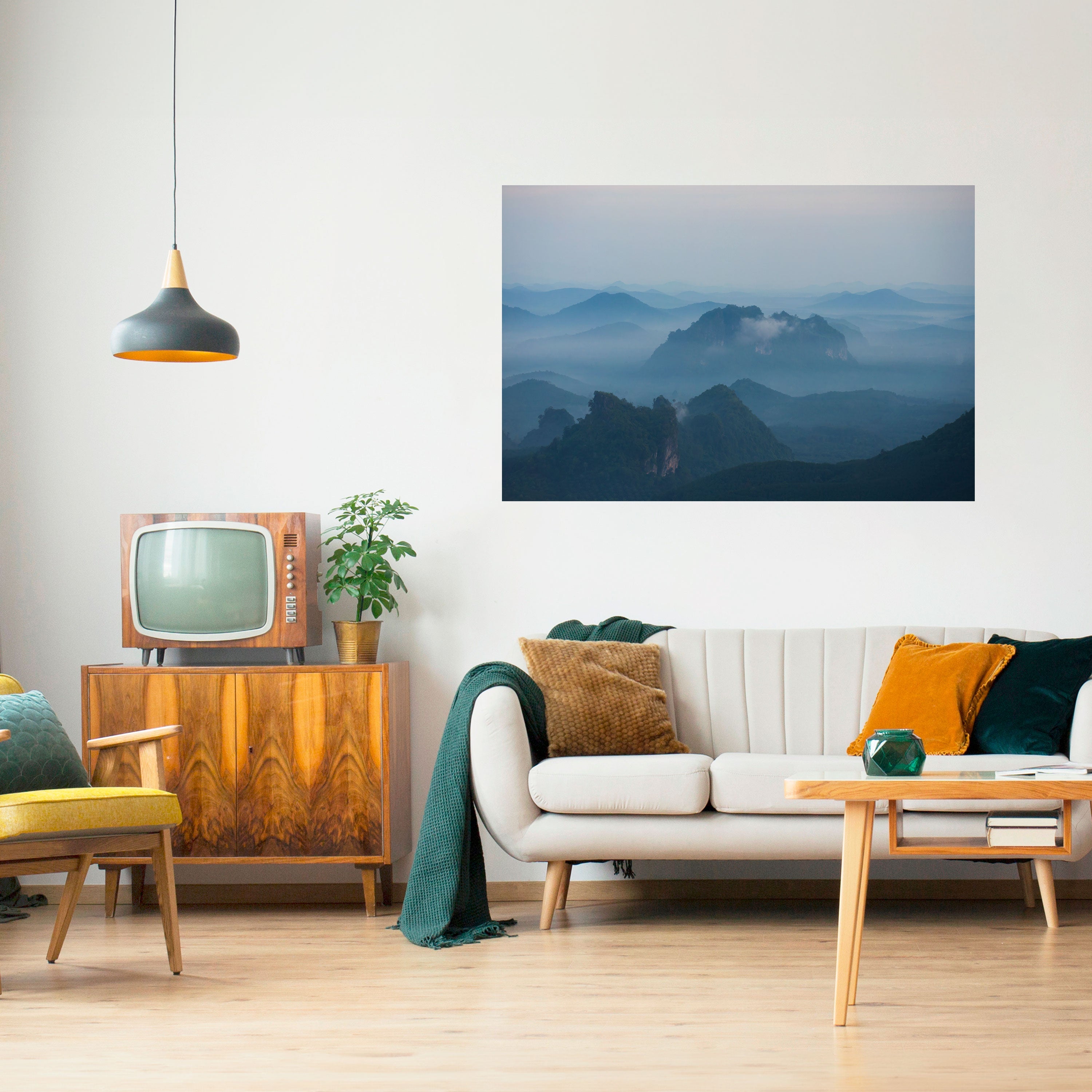 MISTY MOUNTAIN WHISPER Horizontales Poster zum Abziehen und Aufkleben