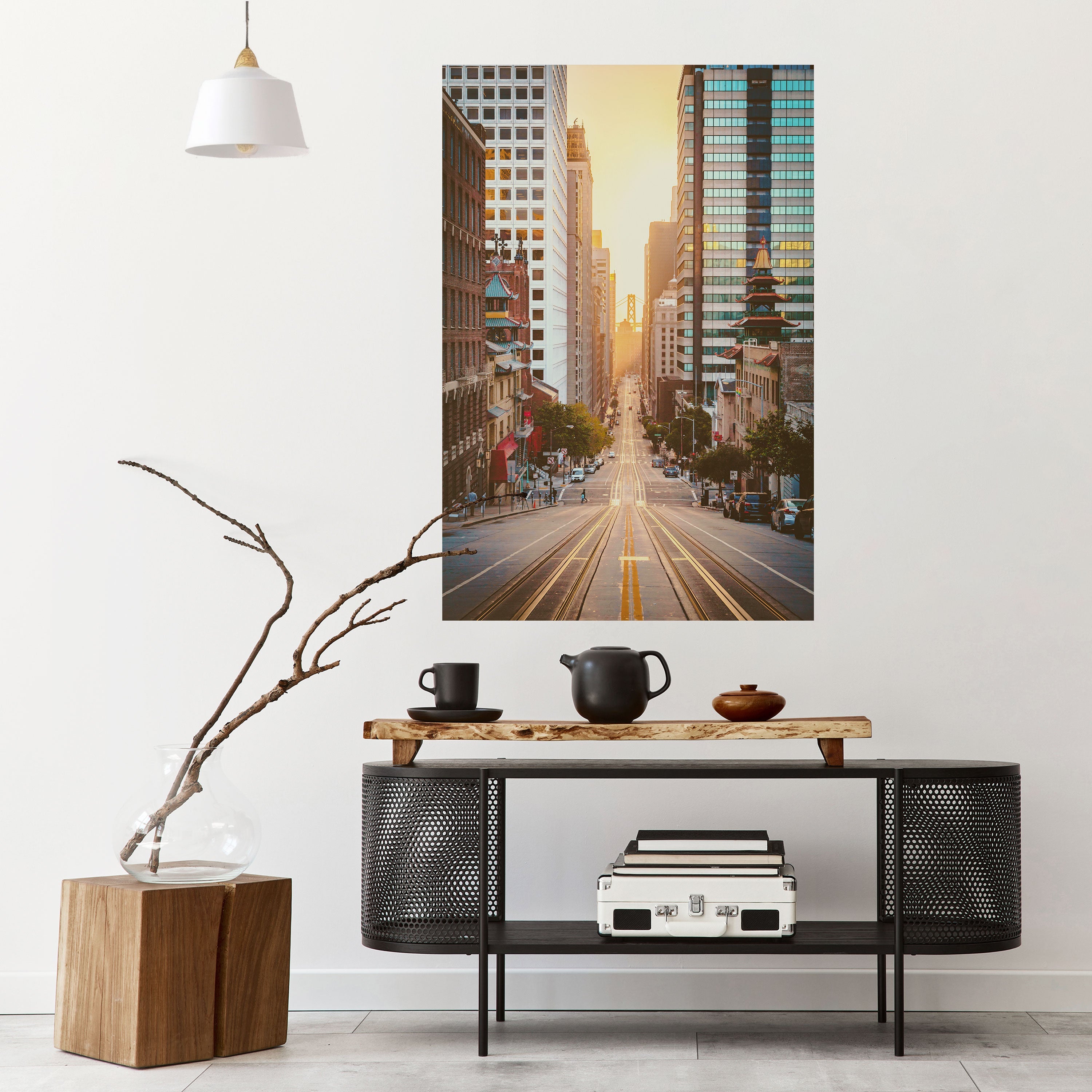 SUNSET CITYSCAPE SYMPHONY Vertikales Poster zum Abziehen und Aufkleben