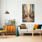 SUNSET CITYSCAPE SYMPHONY Selbstklebendes Poster - Hochformat