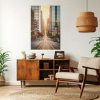 SUNSET CITYSCAPE SYMPHONY Selbstklebendes Poster - Hochformat