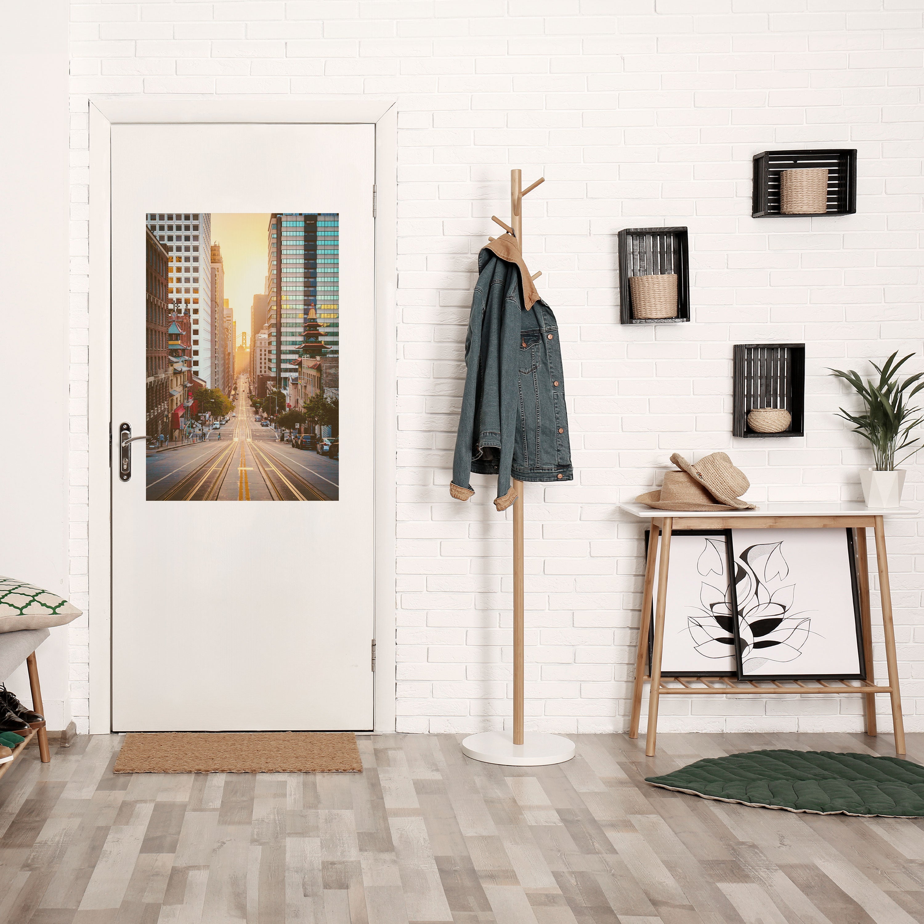 SUNSET CITYSCAPE SYMPHONY Vertikales Poster zum Abziehen und Aufkleben