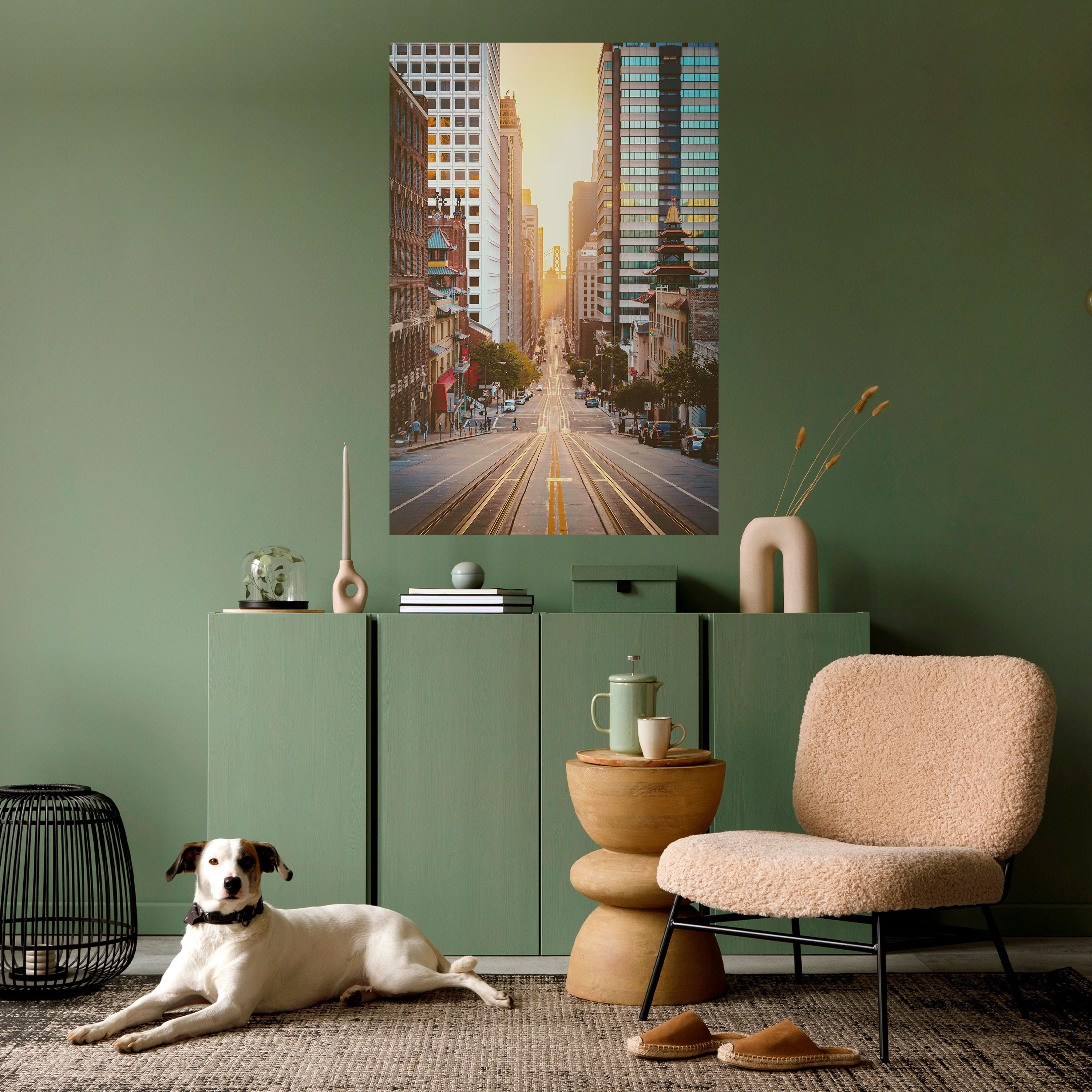 SUNSET CITYSCAPE SYMPHONY Vertikales Poster zum Abziehen und Aufkleben