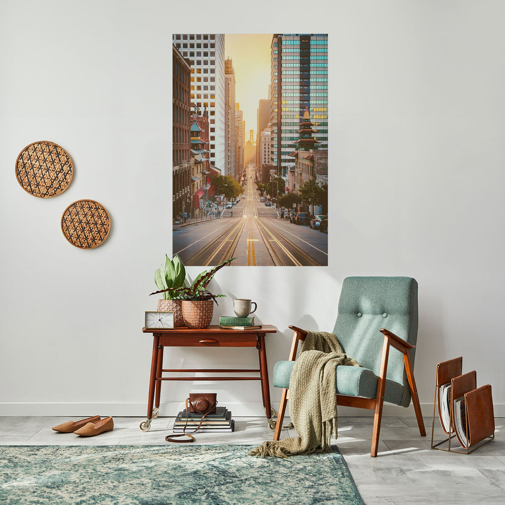 SUNSET CITYSCAPE SYMPHONY Vertikales Poster zum Abziehen und Aufkleben