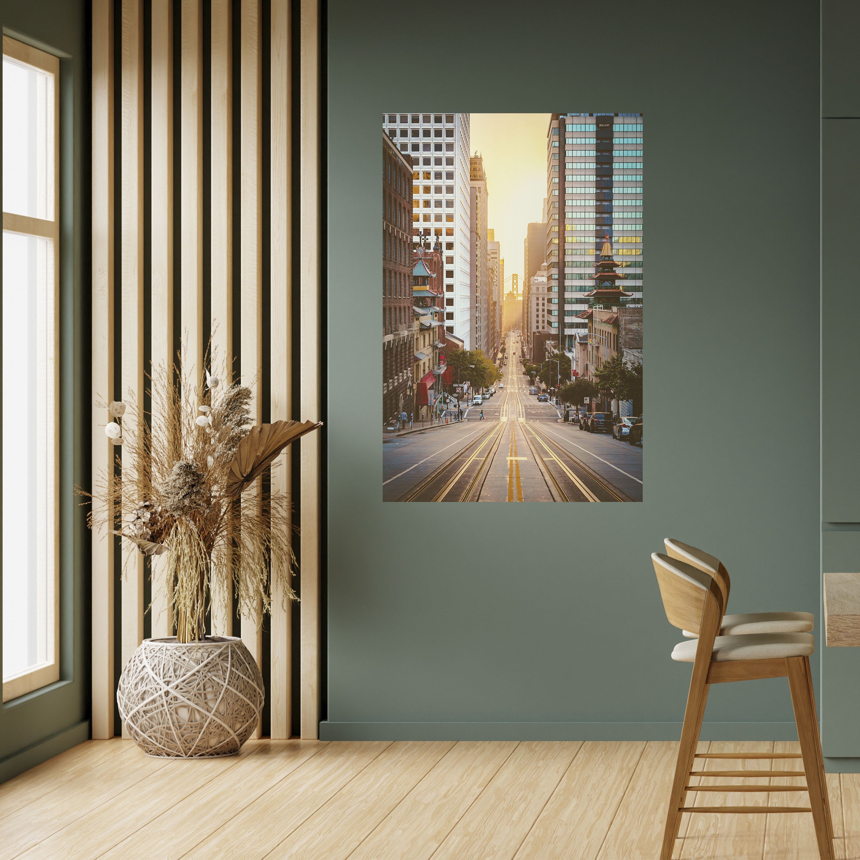 SUNSET CITYSCAPE SYMPHONY Vertikales Poster zum Abziehen und Aufkleben