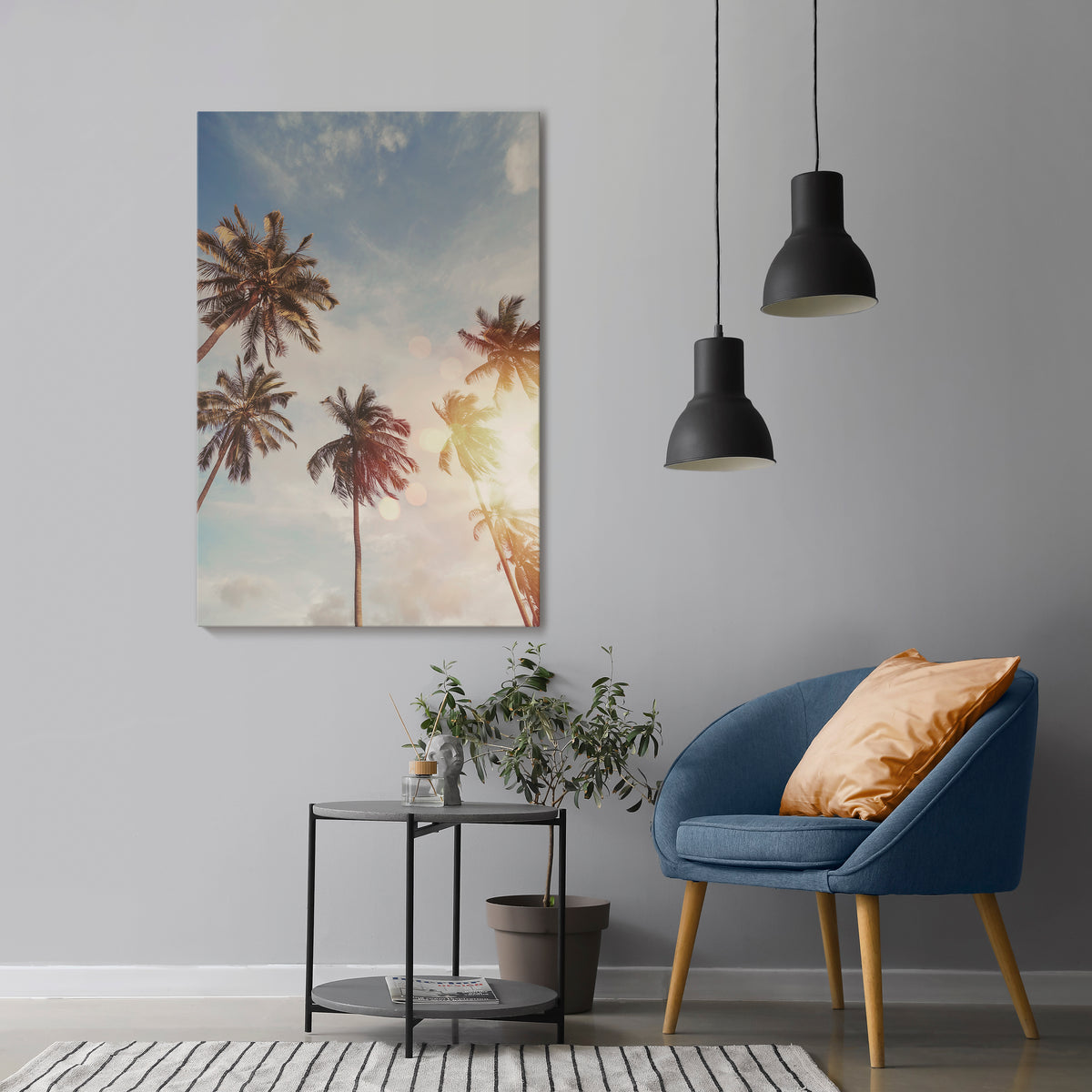 WHISPERING PALM LEAVES Vertical Canvas Print