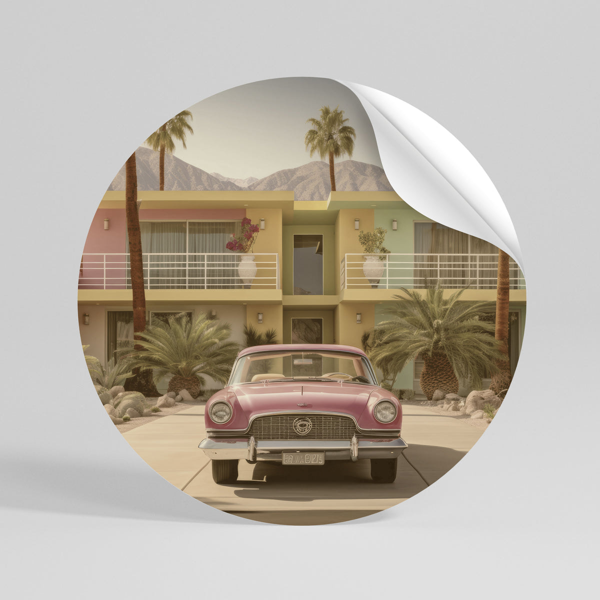 CALIFORNIAN STYLE Runder Wandsticker zum Abziehen und Aufkleben