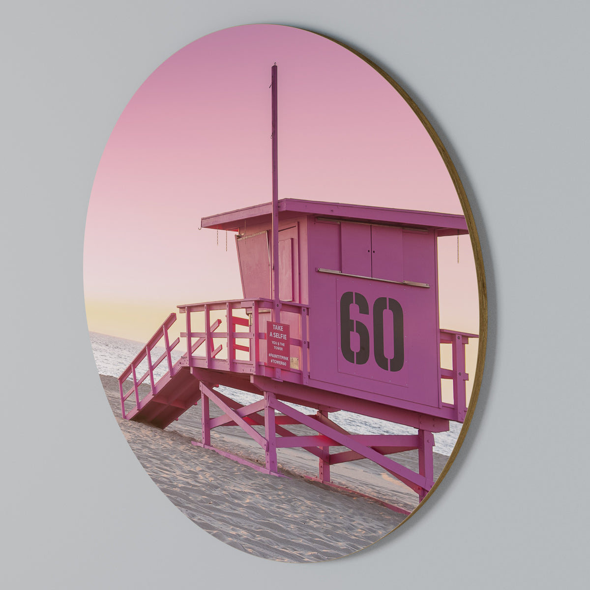 PINK PARADISE WATCH Rundes Wandbild