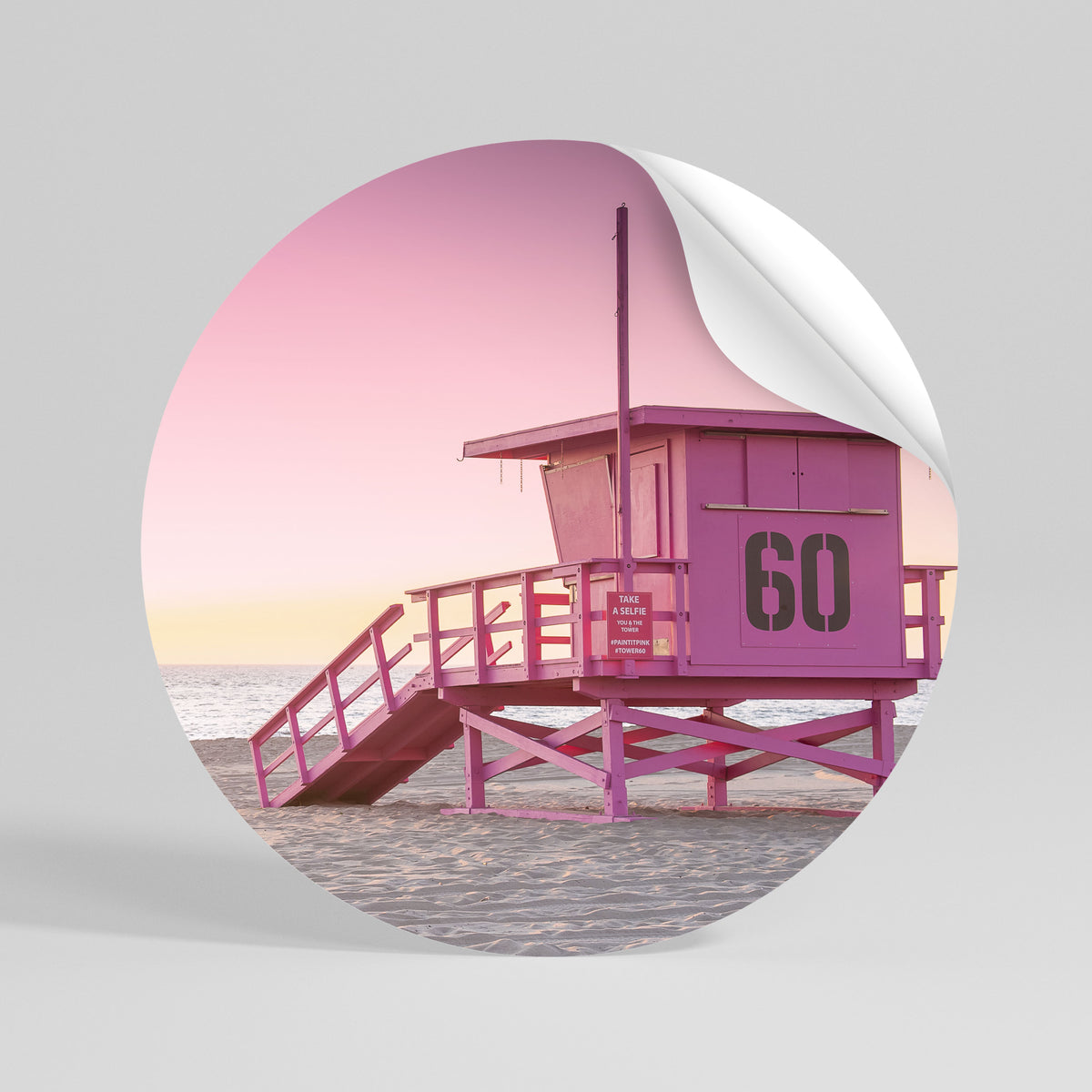 PINK PARADISE WATCH Runder Wandsticker zum Abziehen und Aufkleben