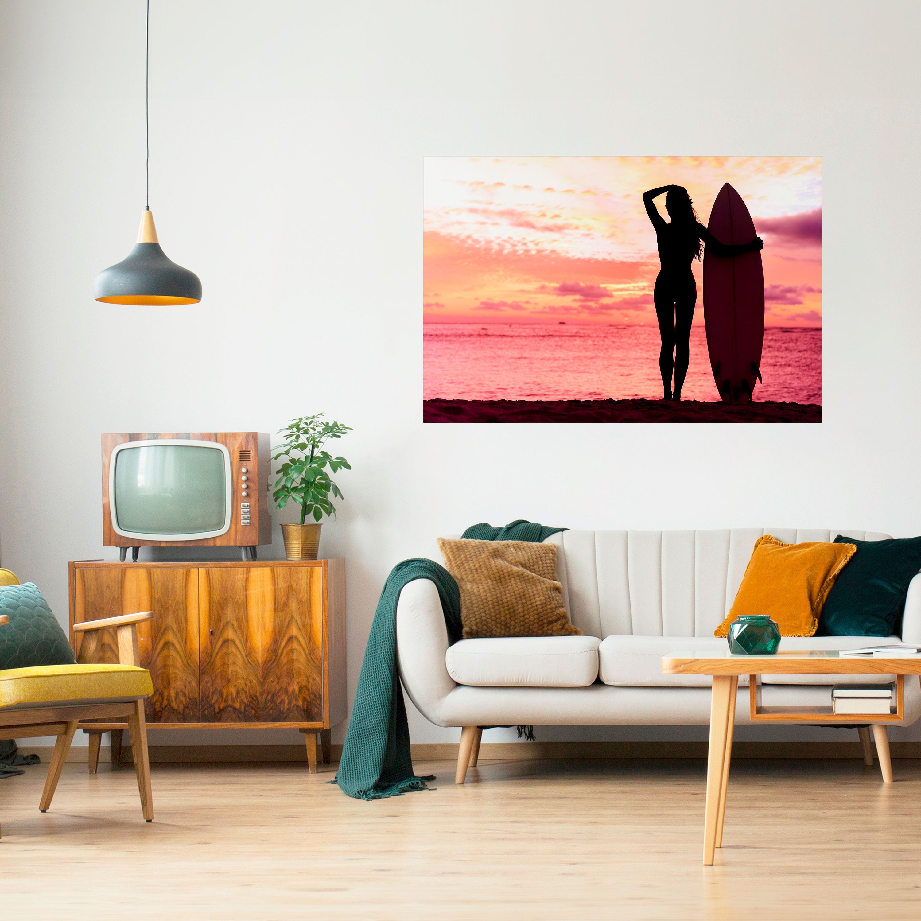 SUNSET SURF SPIRIT Horizontales Poster zum Abziehen und Aufkleben