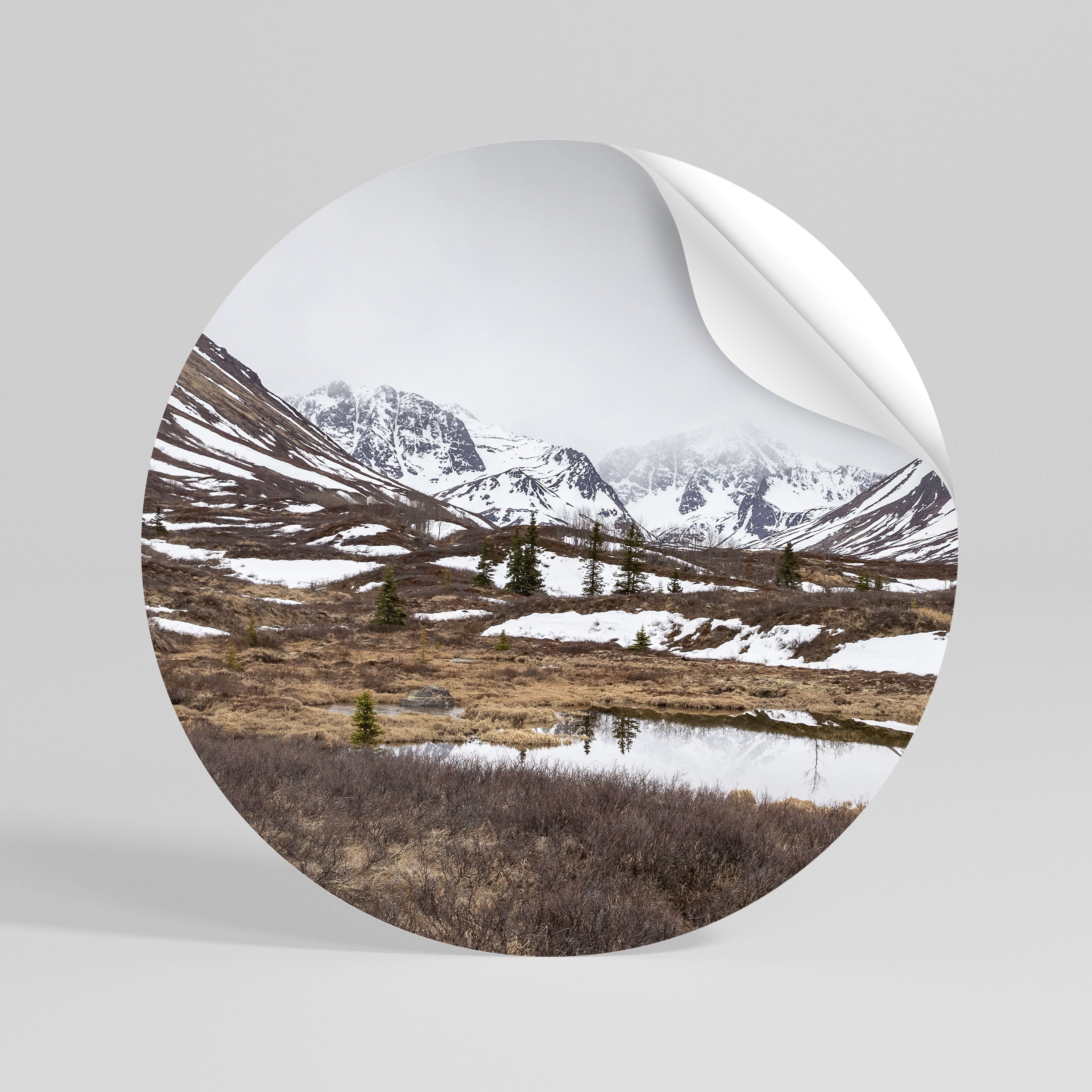 ECHOES OF WINTER Peel and Stick Round Sticker