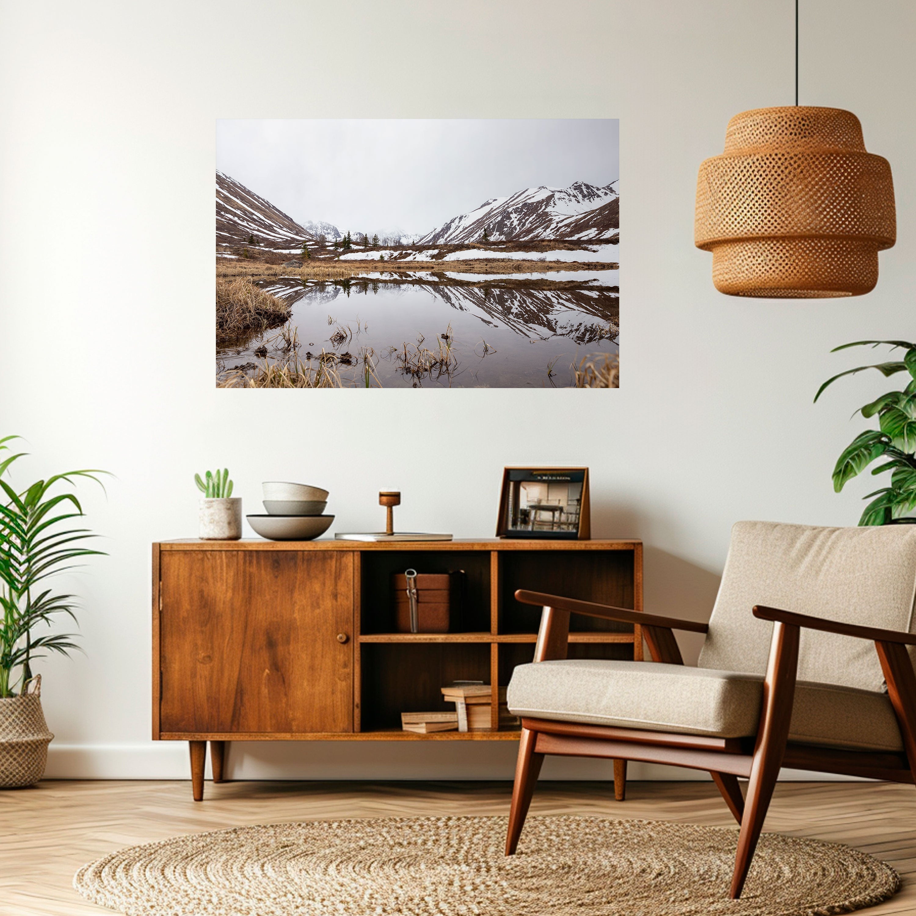 SNOW-KISSED REFLECTIONS Horizontales Poster zum Abziehen und Aufkleben