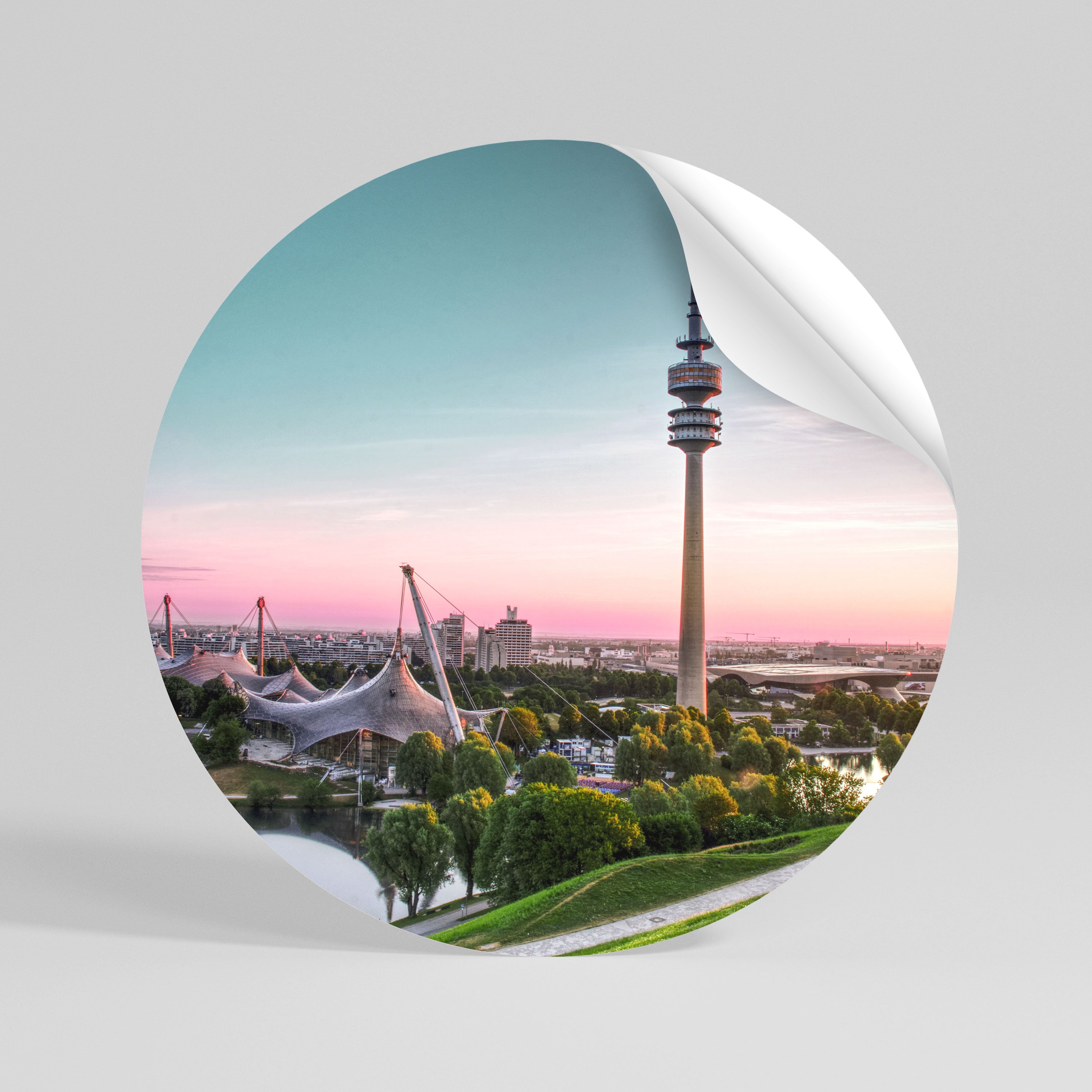 TOWERING DREAMSCAPE Peel and Stick Round Sticker