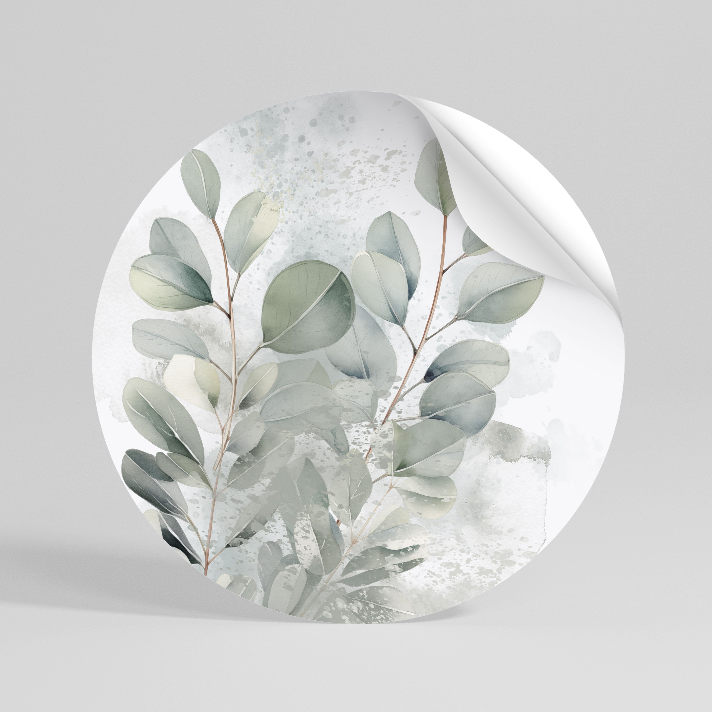 DELIGHTFUL EUCALYPTUS Peel and Stick Round Sticker