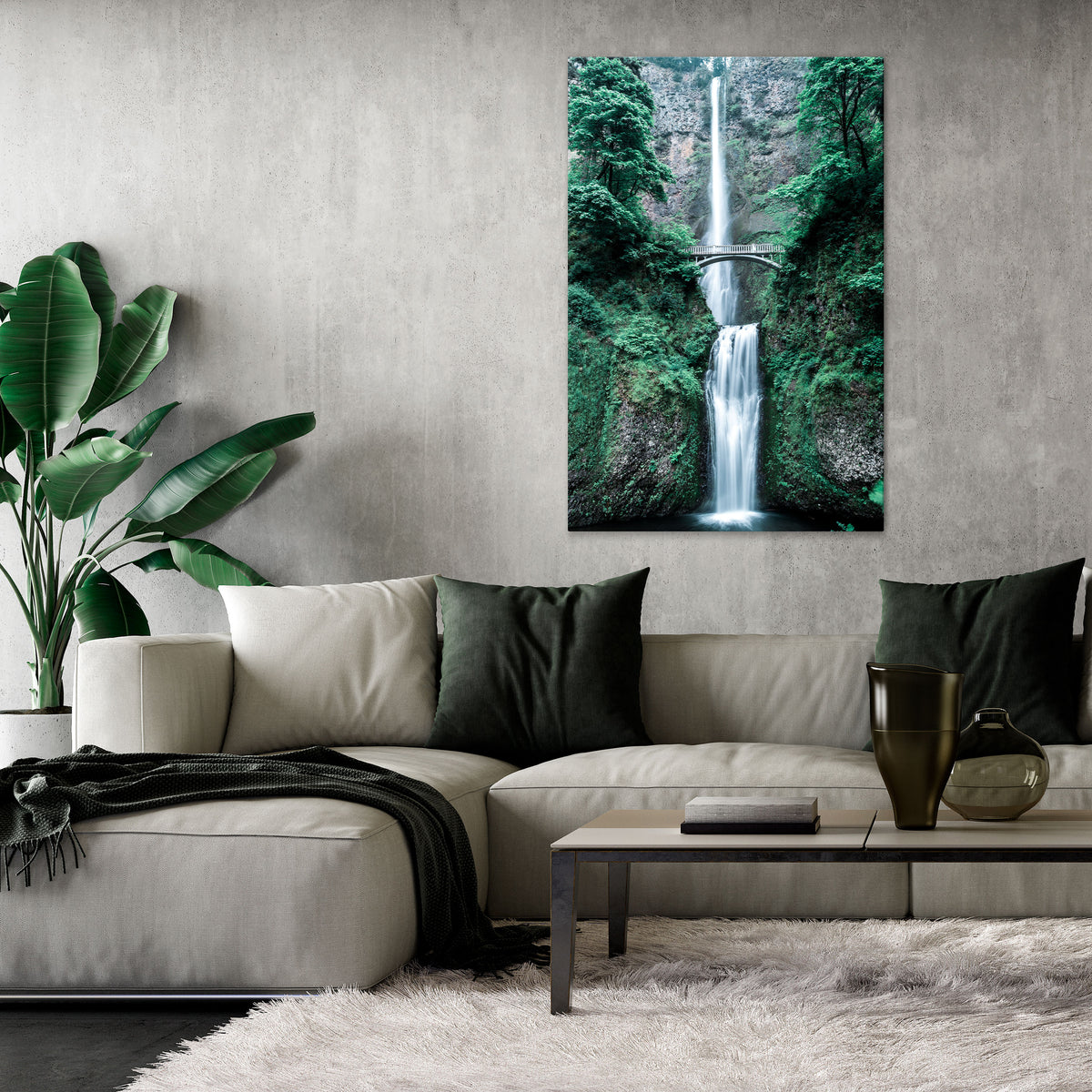 MYSTICAL WATERSCAPE BRIDGE Vertical Canvas Print