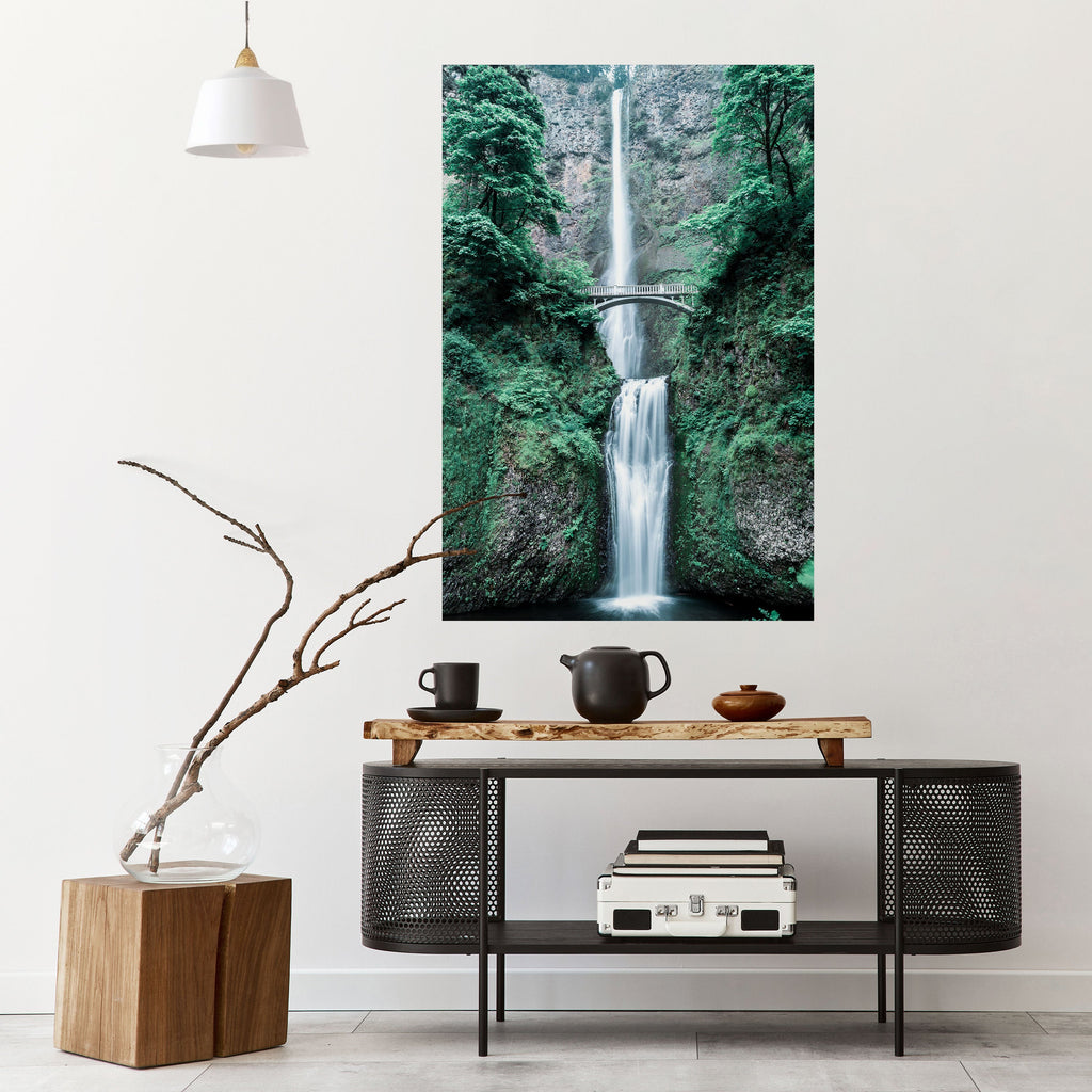MYSTICAL WATERSCAPE BRIDGE Vertikales Poster zum Abziehen und Aufkleben