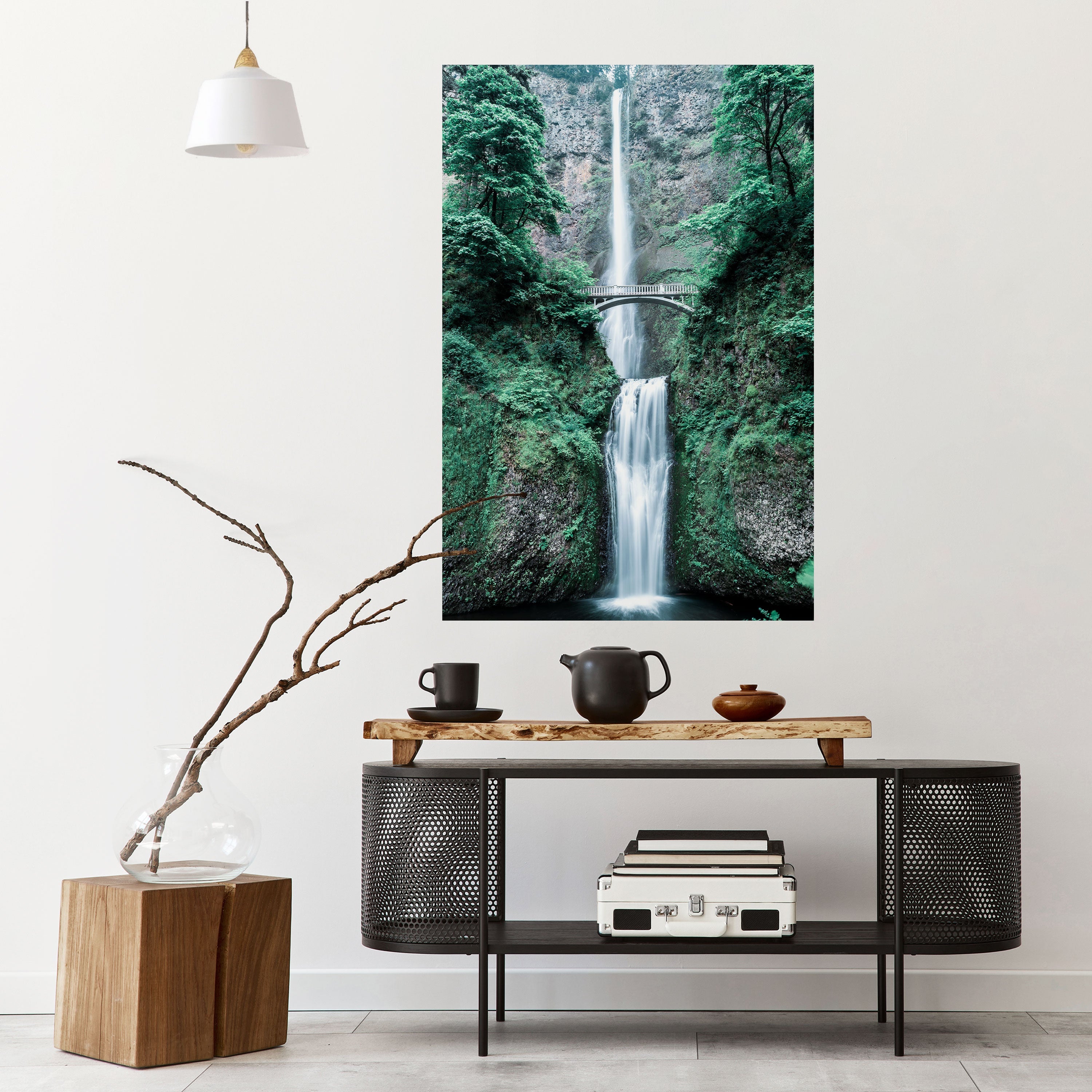MYSTICAL WATERSCAPE BRIDGE Vertikales Poster zum Abziehen und Aufkleben