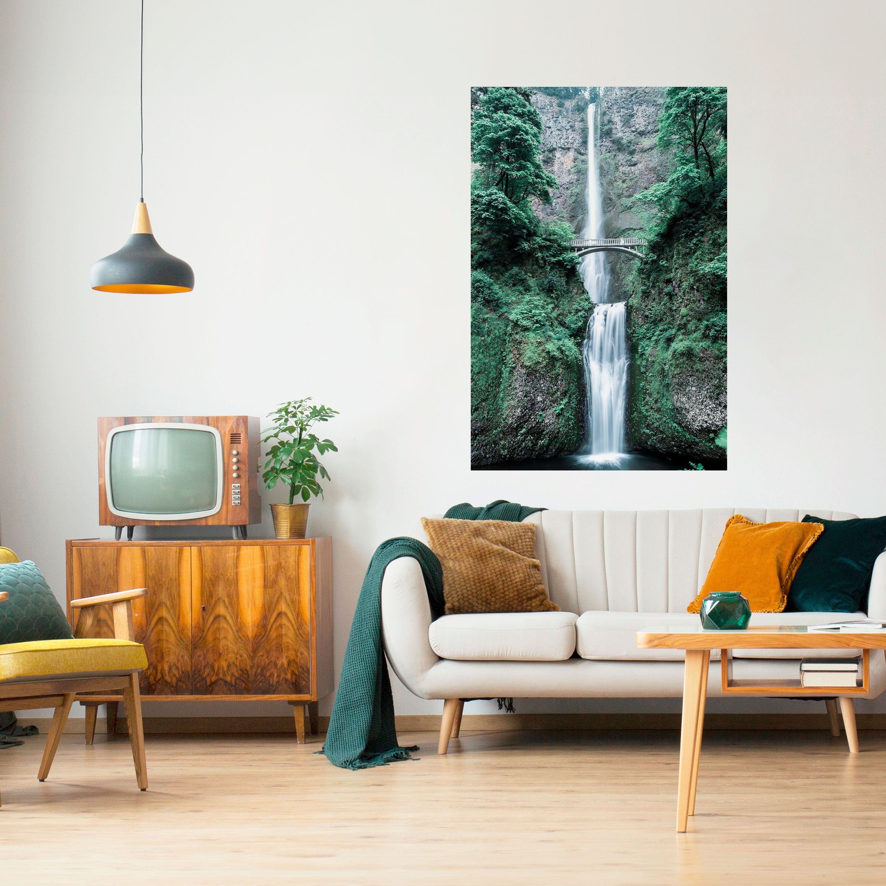 MYSTICAL WATERSCAPE BRIDGE Vertikales Poster zum Abziehen und Aufkleben
