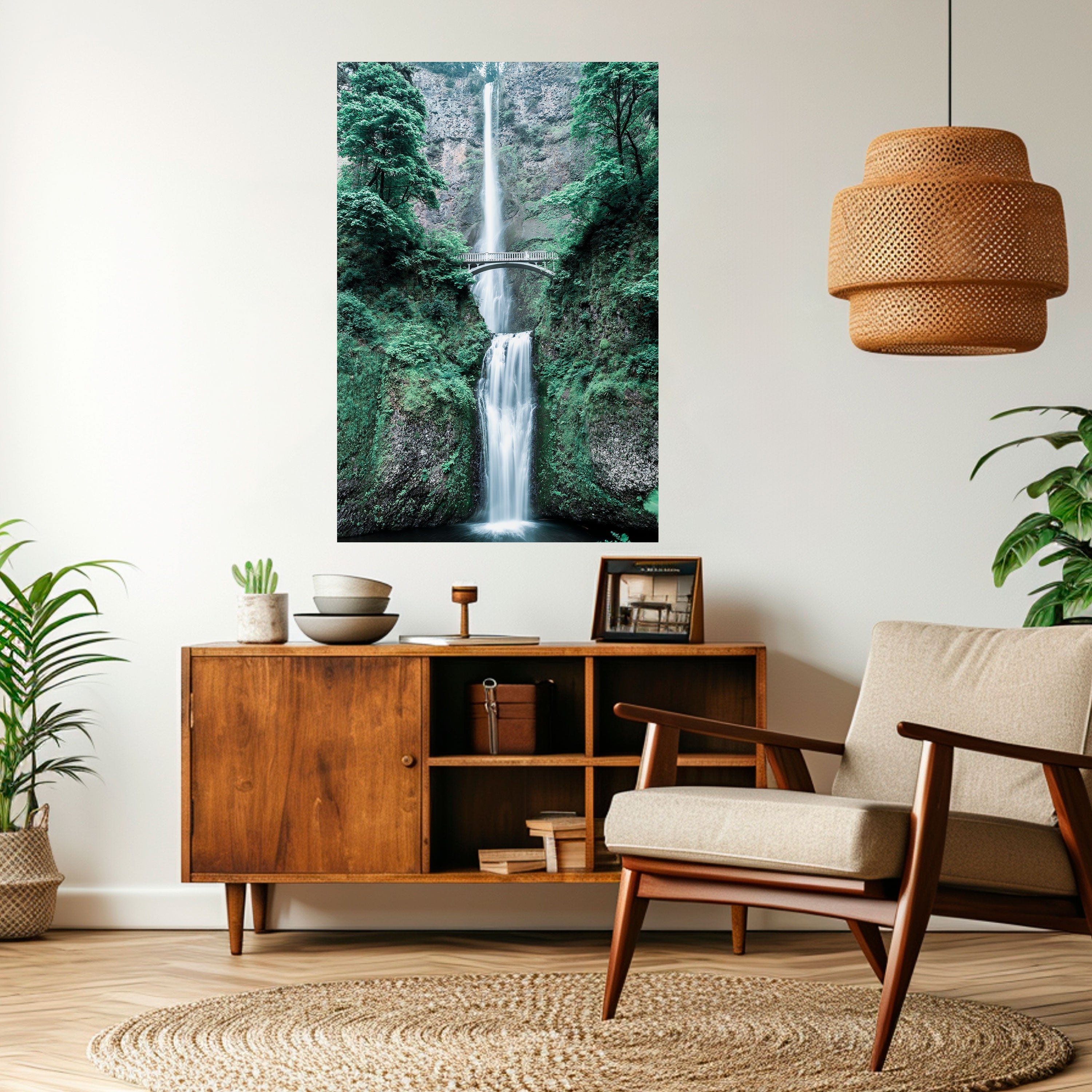 MYSTICAL WATERSCAPE BRIDGE Vertikales Poster zum Abziehen und Aufkleben