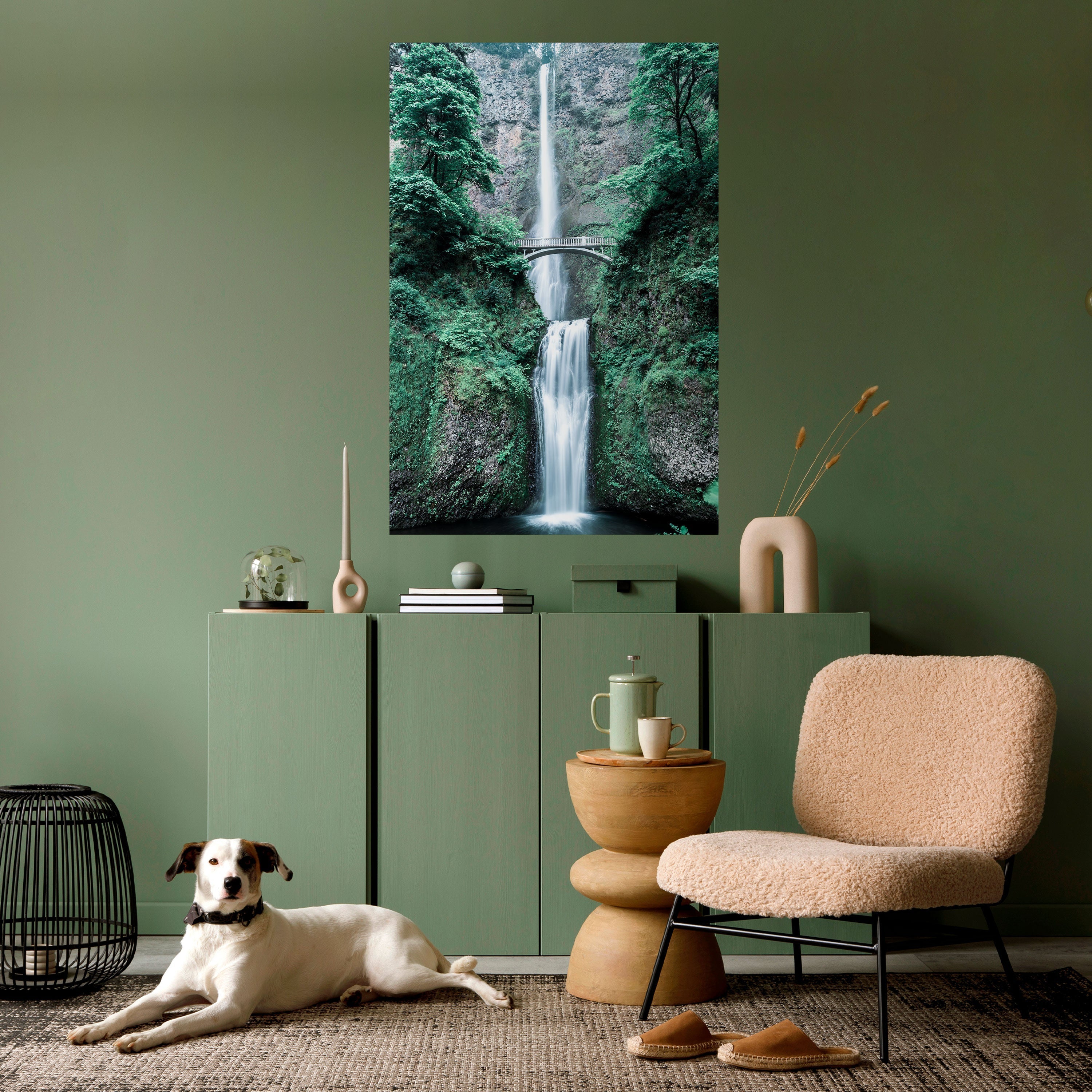 MYSTICAL WATERSCAPE BRIDGE Vertikales Poster zum Abziehen und Aufkleben