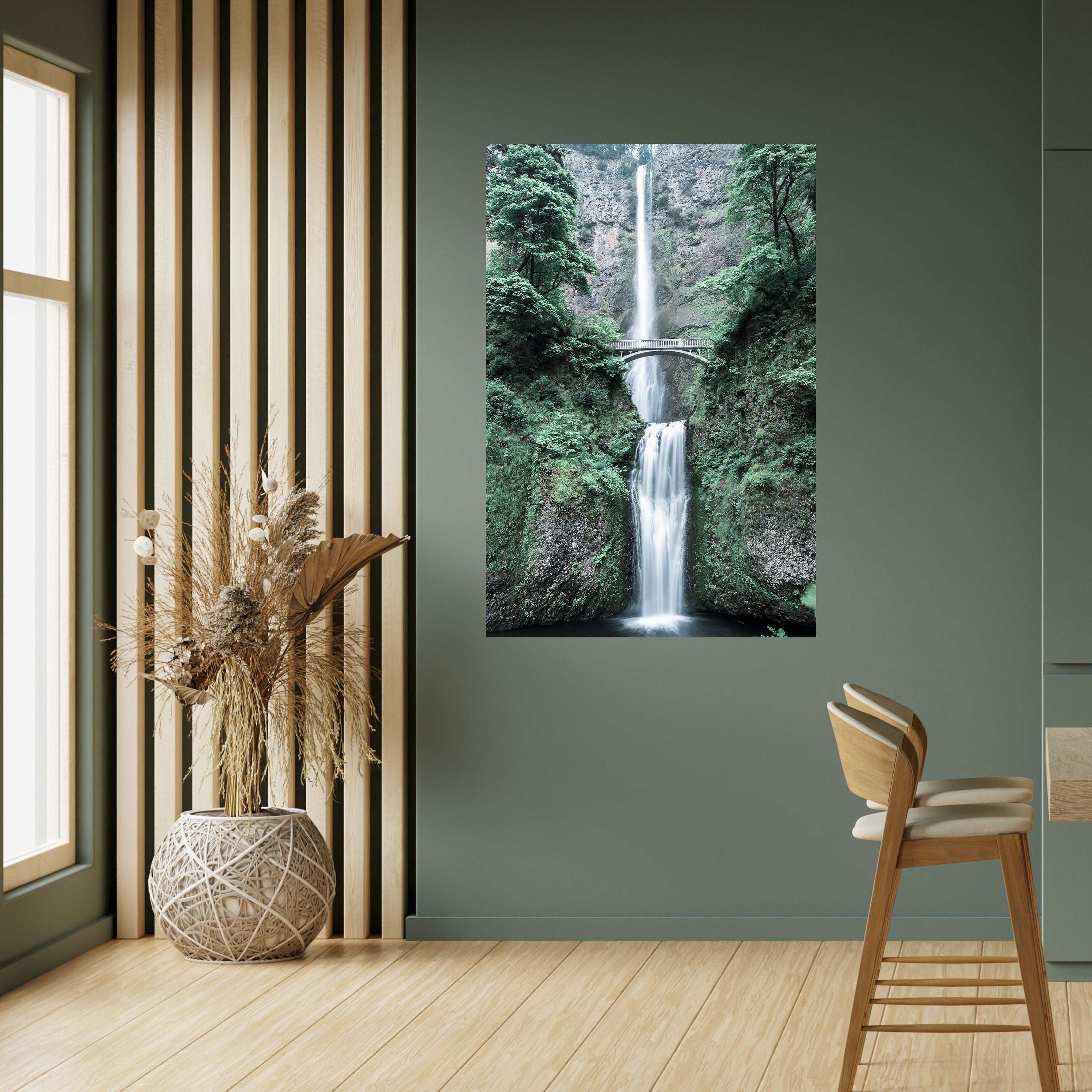 MYSTICAL WATERSCAPE BRIDGE Vertikales Poster zum Abziehen und Aufkleben
