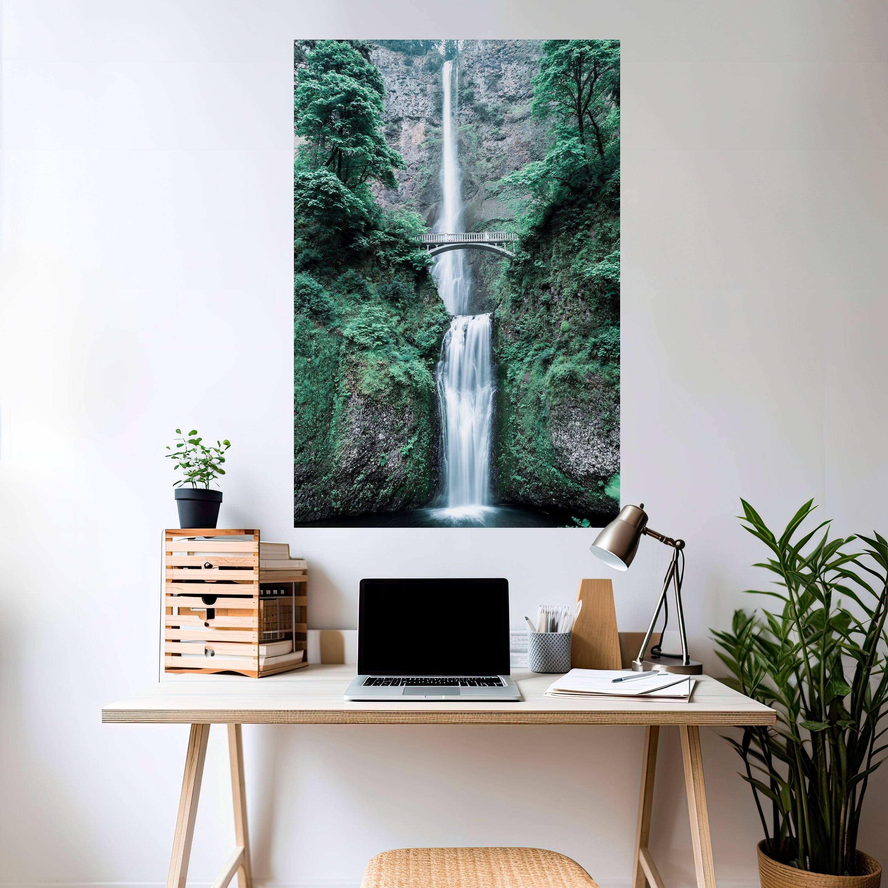MYSTICAL WATERSCAPE BRIDGE Vertikales Poster zum Abziehen und Aufkleben