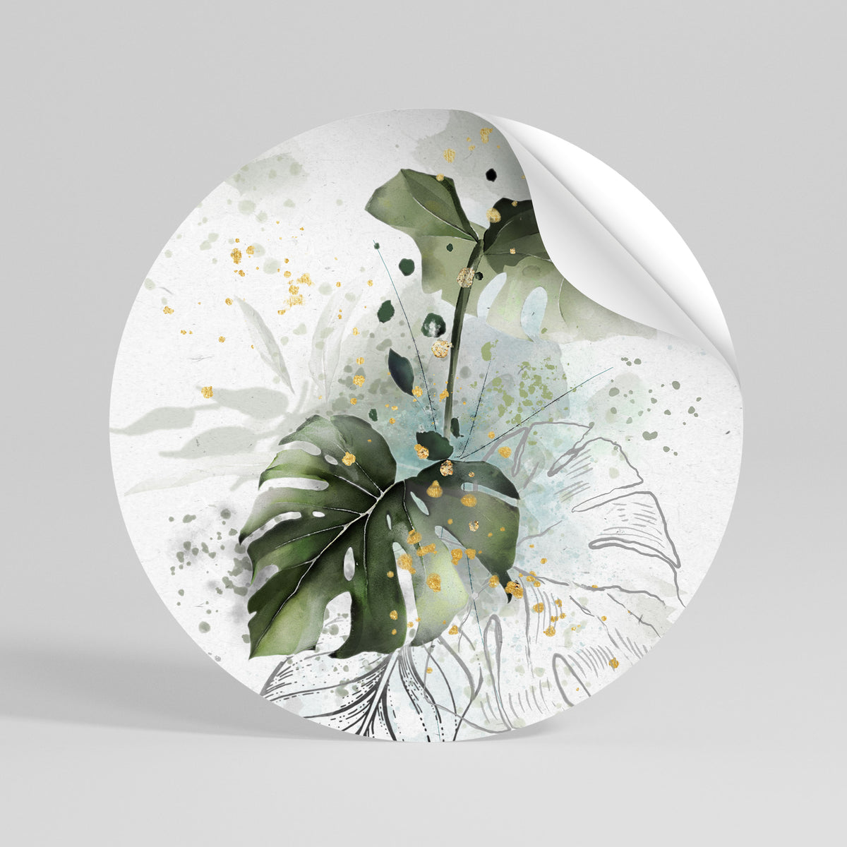 VIVID LEAF SYMPHONY Runder Wandsticker zum Abziehen und Aufkleben