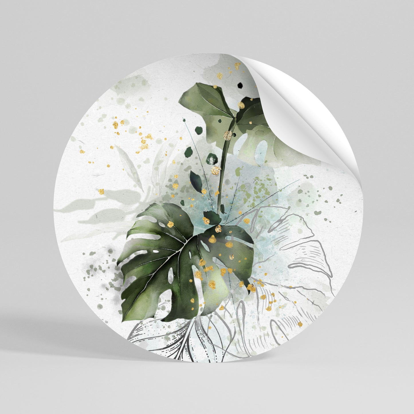 VIVID LEAF SYMPHONY Runder Wandsticker zum Abziehen und Aufkleben