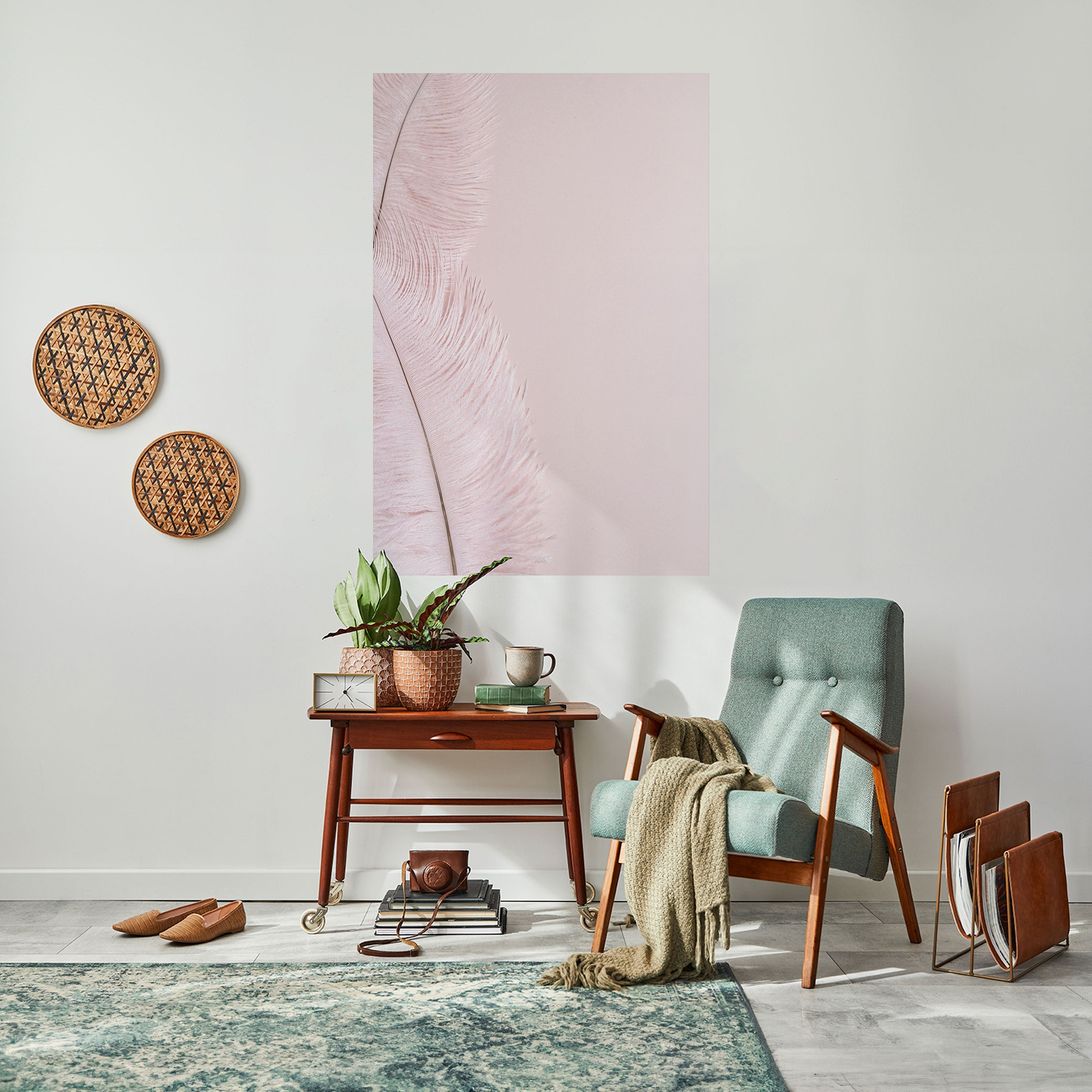 WHISPERING PINK FEATHERS Vertikales Poster zum Abziehen und Aufkleben