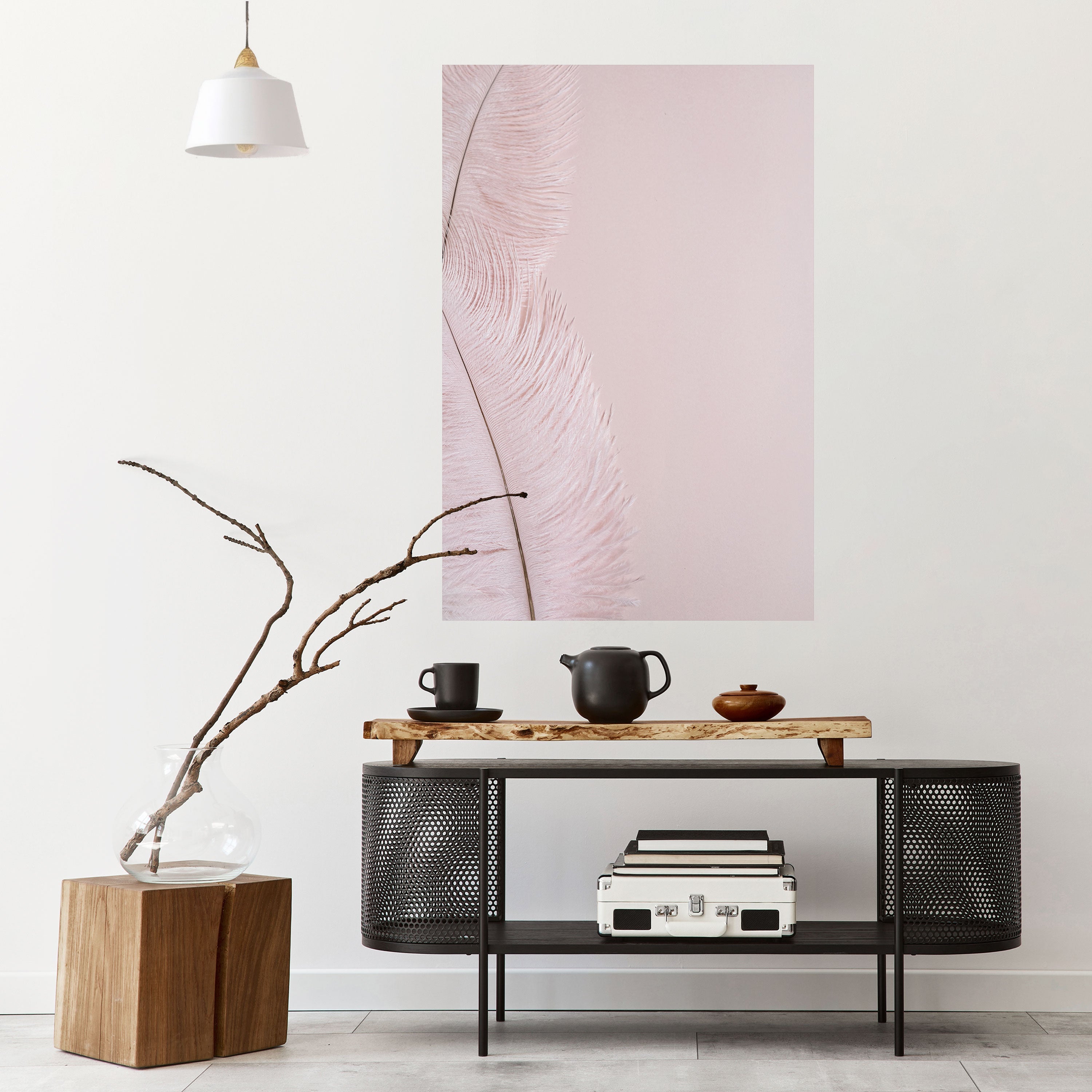 WHISPERING PINK FEATHERS Vertikales Poster zum Abziehen und Aufkleben