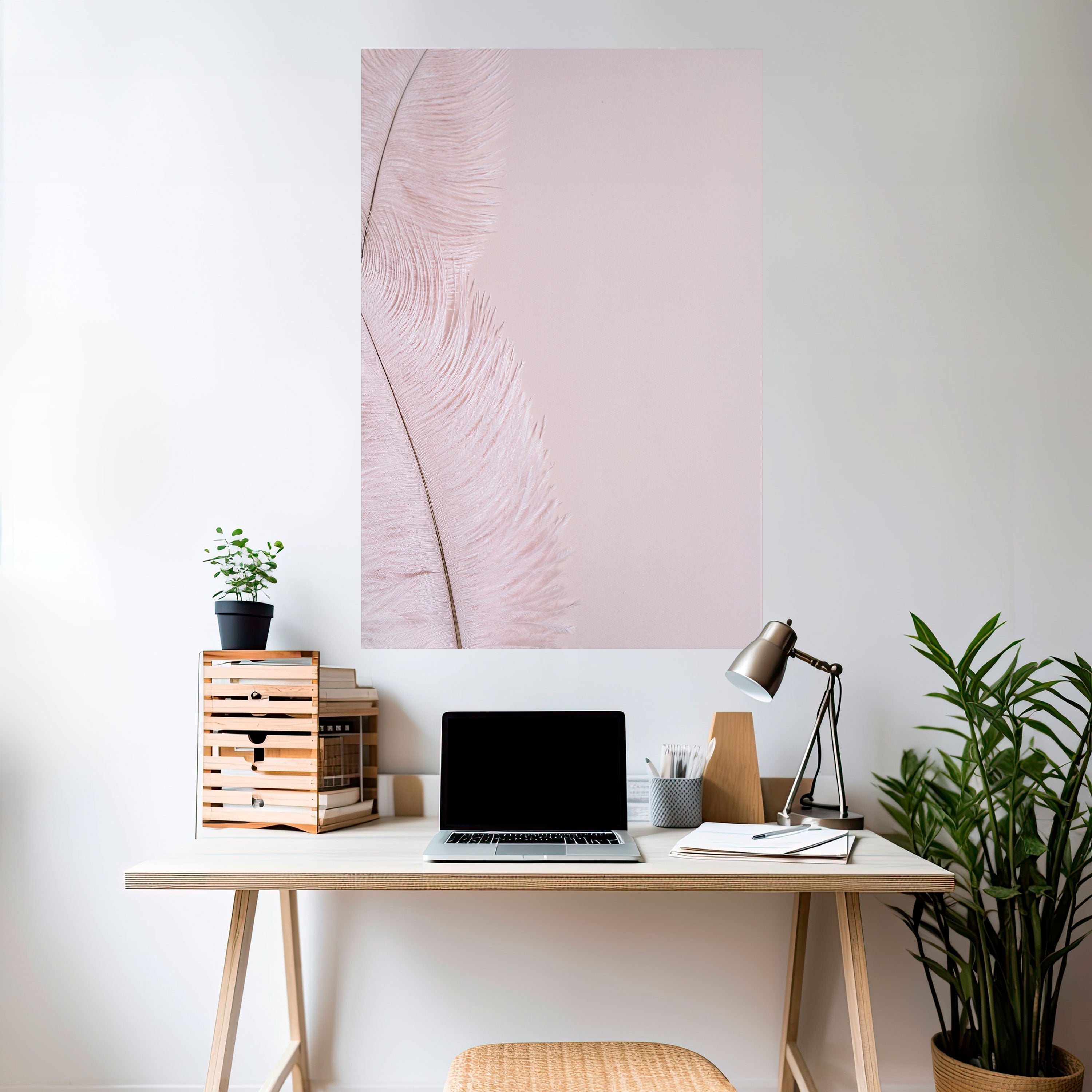 WHISPERING PINK FEATHERS Vertikales Poster zum Abziehen und Aufkleben