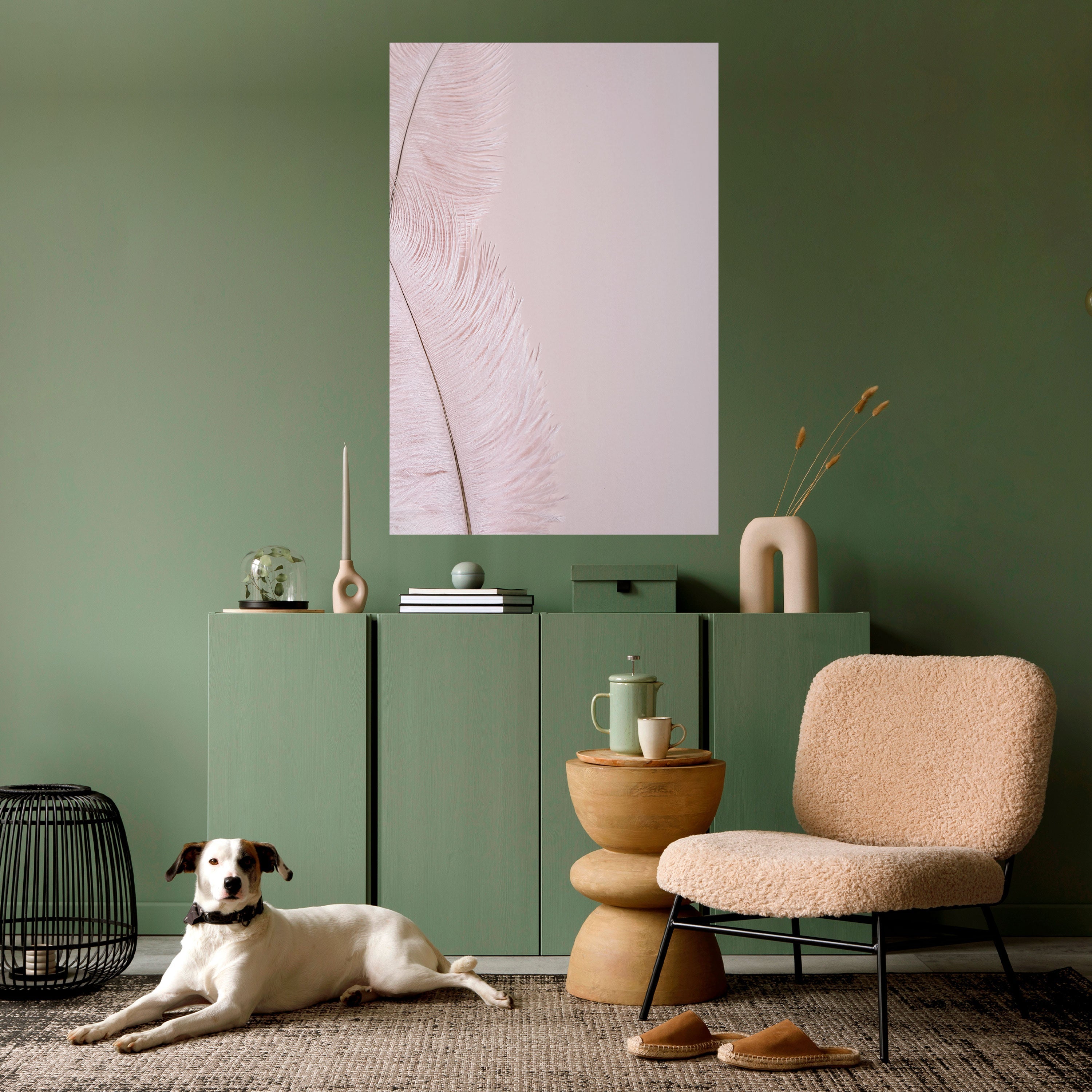 WHISPERING PINK FEATHERS Vertikales Poster zum Abziehen und Aufkleben