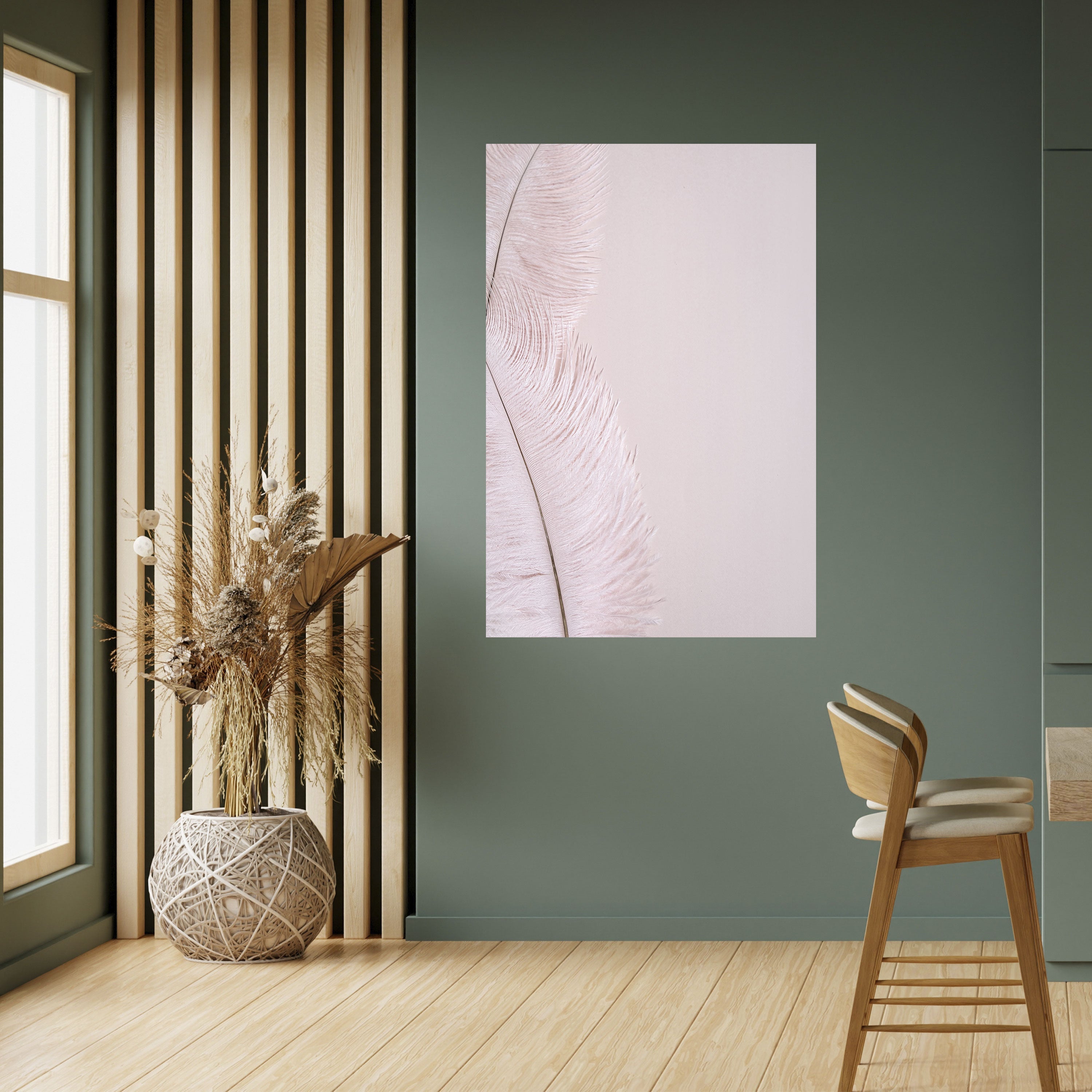 WHISPERING PINK FEATHERS Vertikales Poster zum Abziehen und Aufkleben