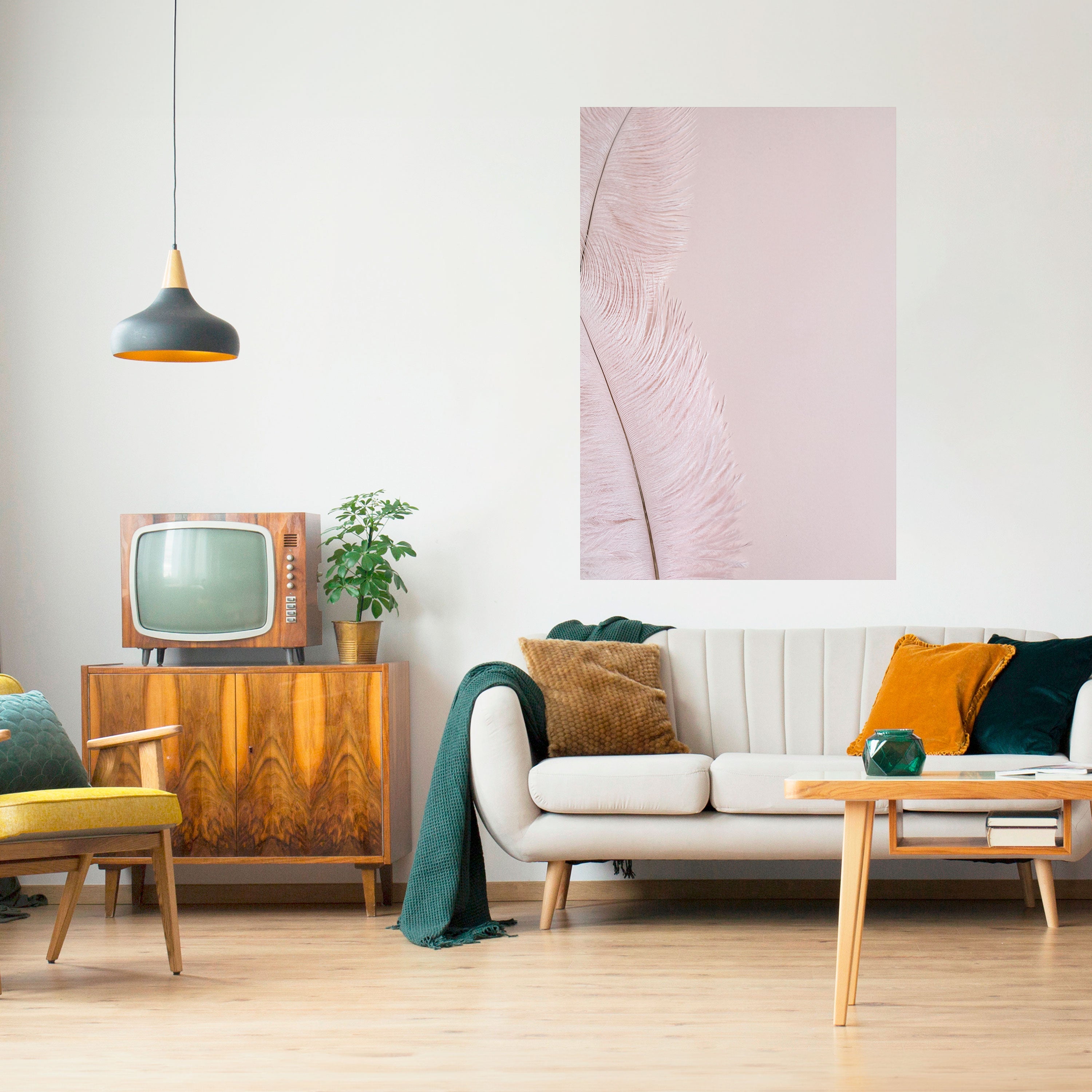 WHISPERING PINK FEATHERS Vertikales Poster zum Abziehen und Aufkleben