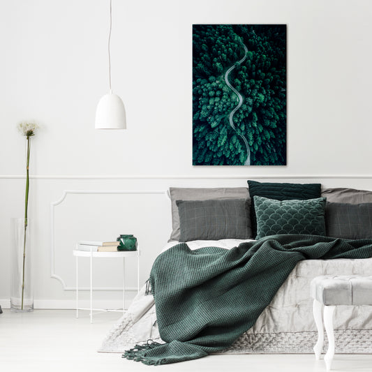 FORESTED SERPENTINE ROUTE Vertical Canvas Print