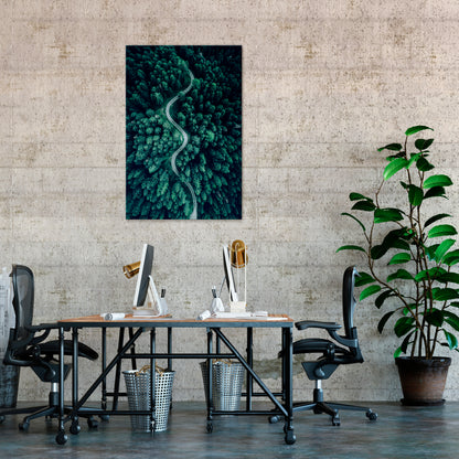 FORESTED SERPENTINE ROUTE Vertical Canvas Print