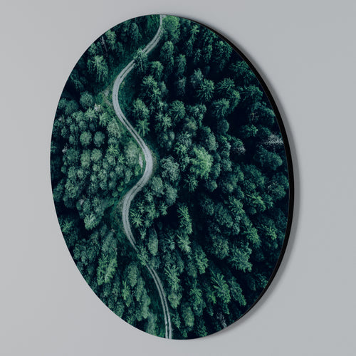 FORESTED SERPENTINE ROUTE Rundes Wandbild