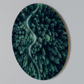 FORESTED SERPENTINE ROUTE Round Wall Art