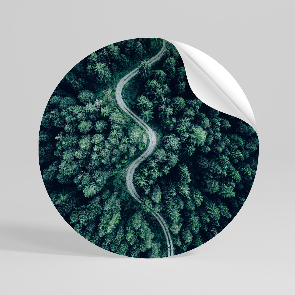FORESTED SERPENTINE ROUTE Runder Wandsticker zum Abziehen und Aufkleben
