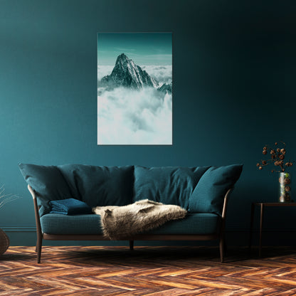 CLOUD-KISSED PEAK Vertical Canvas Print