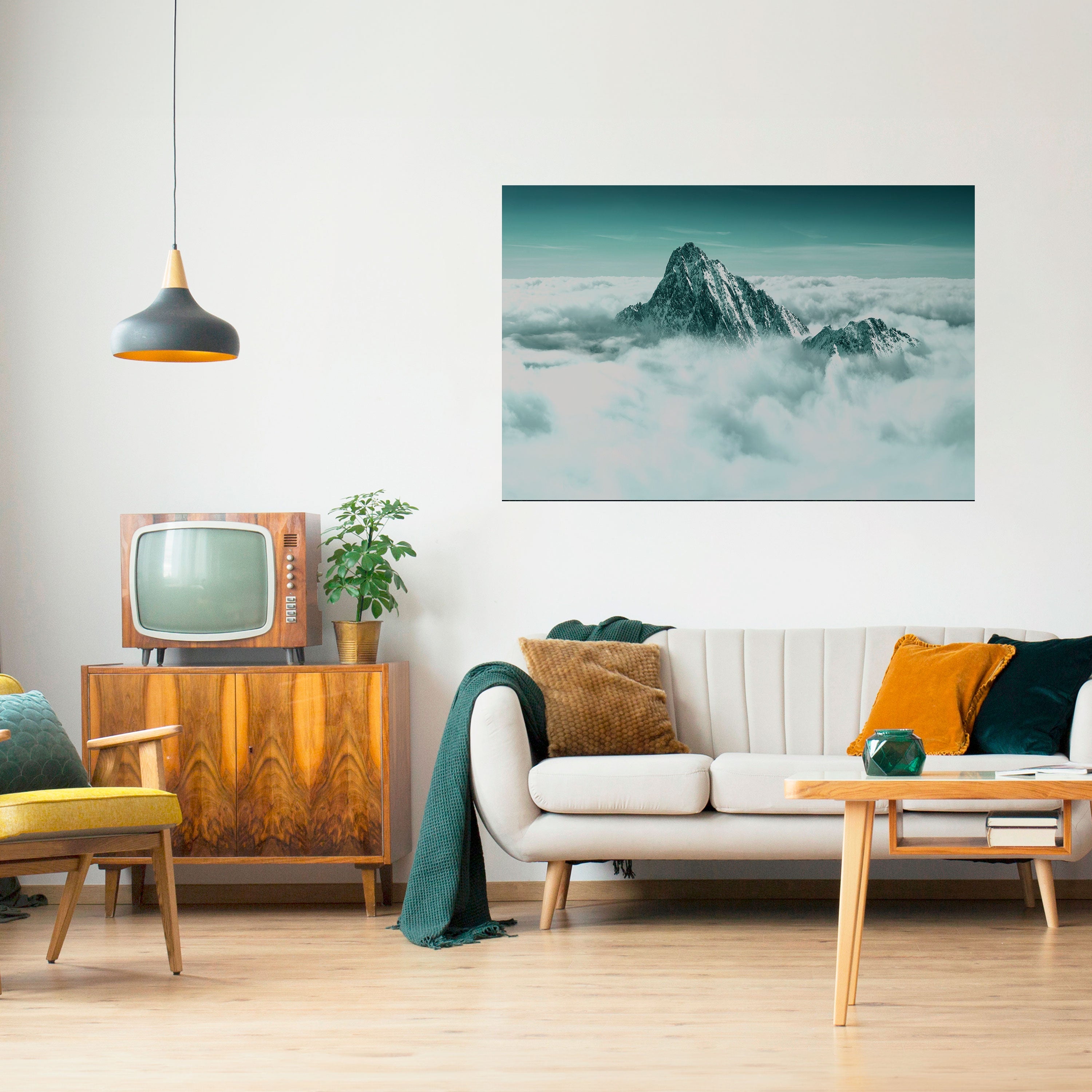 CLOUD-KISSED PEAK Horizontales Poster zum Abziehen und Aufkleben