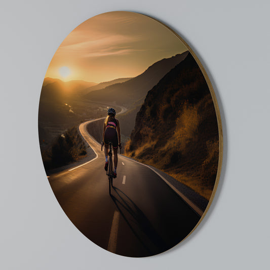 RIDE INTO GOLD Rundes Wandbild