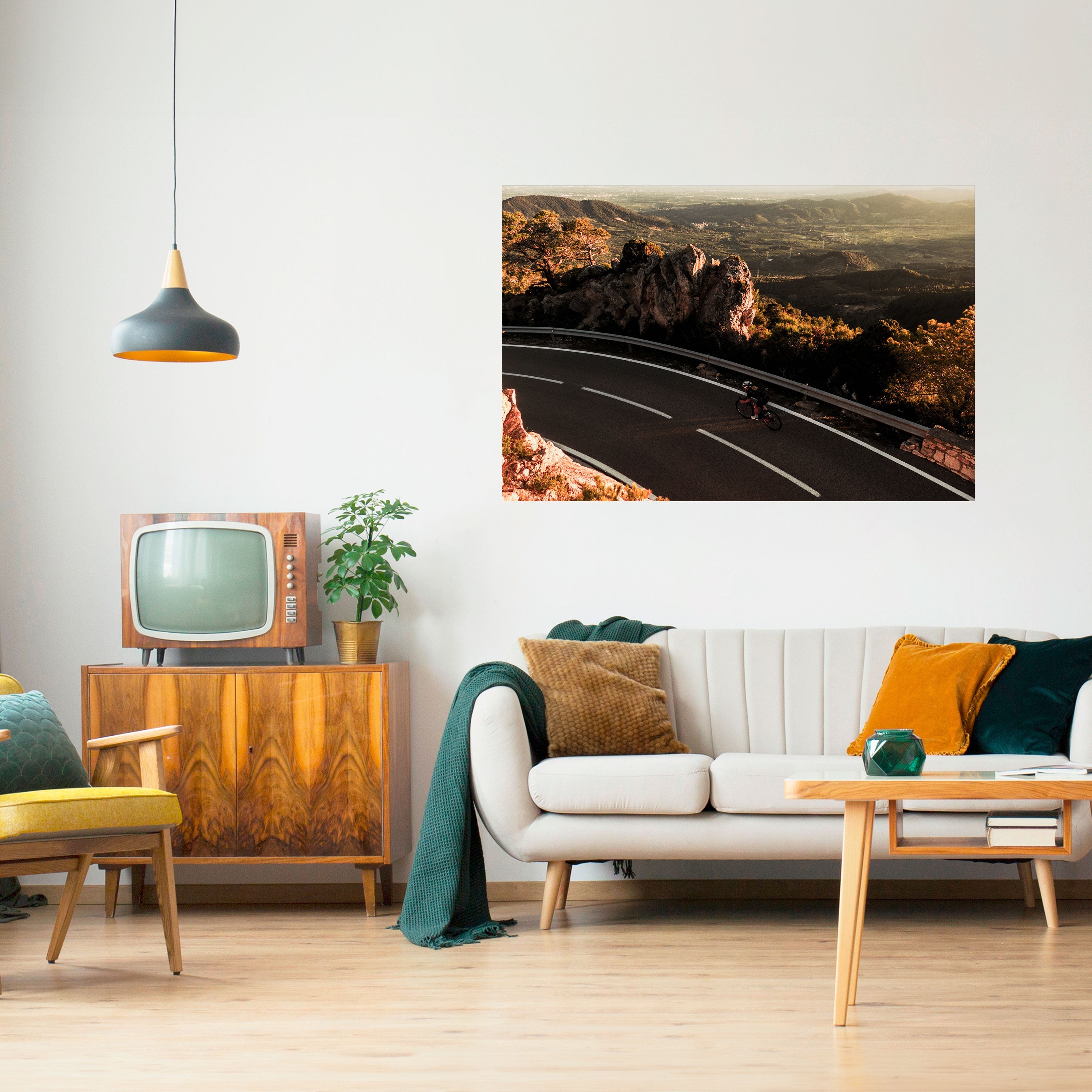 MOUNTAIN ROAD RIDE Horizontales Poster zum Abziehen und Aufkleben