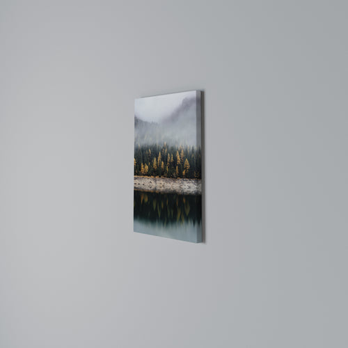 GOLDEN TREES IN FOG Vertical Canvas Print